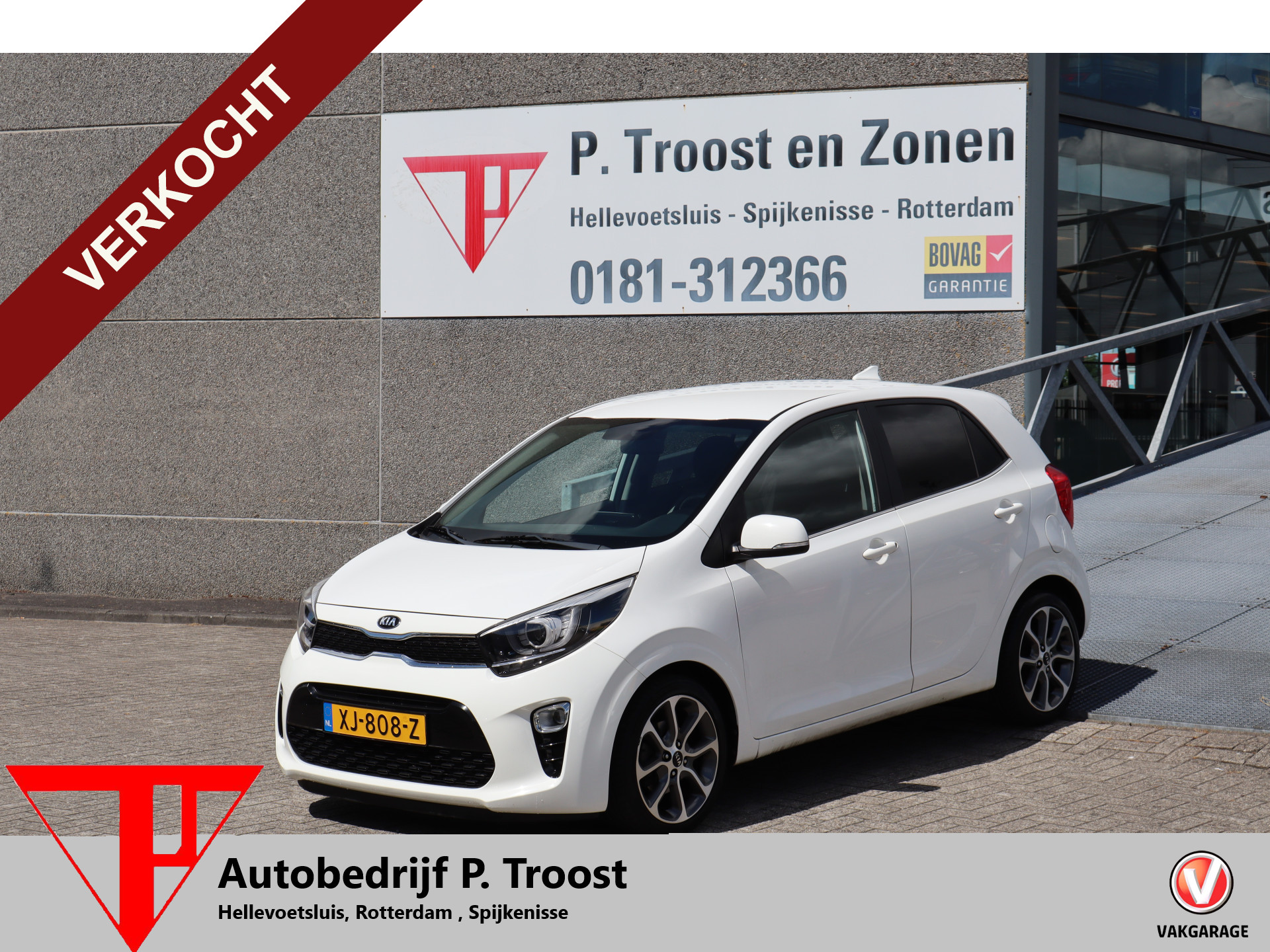 Kia Picanto 1.0 CVVT Design Edition Achteruitrijcamera/Cruise control/Climate control/Lederen bekleding/Navigatie/Elektrisch inklapbare spiegels/Licht metalen velgen/Led dagrijverlichting 2019 - voorkant