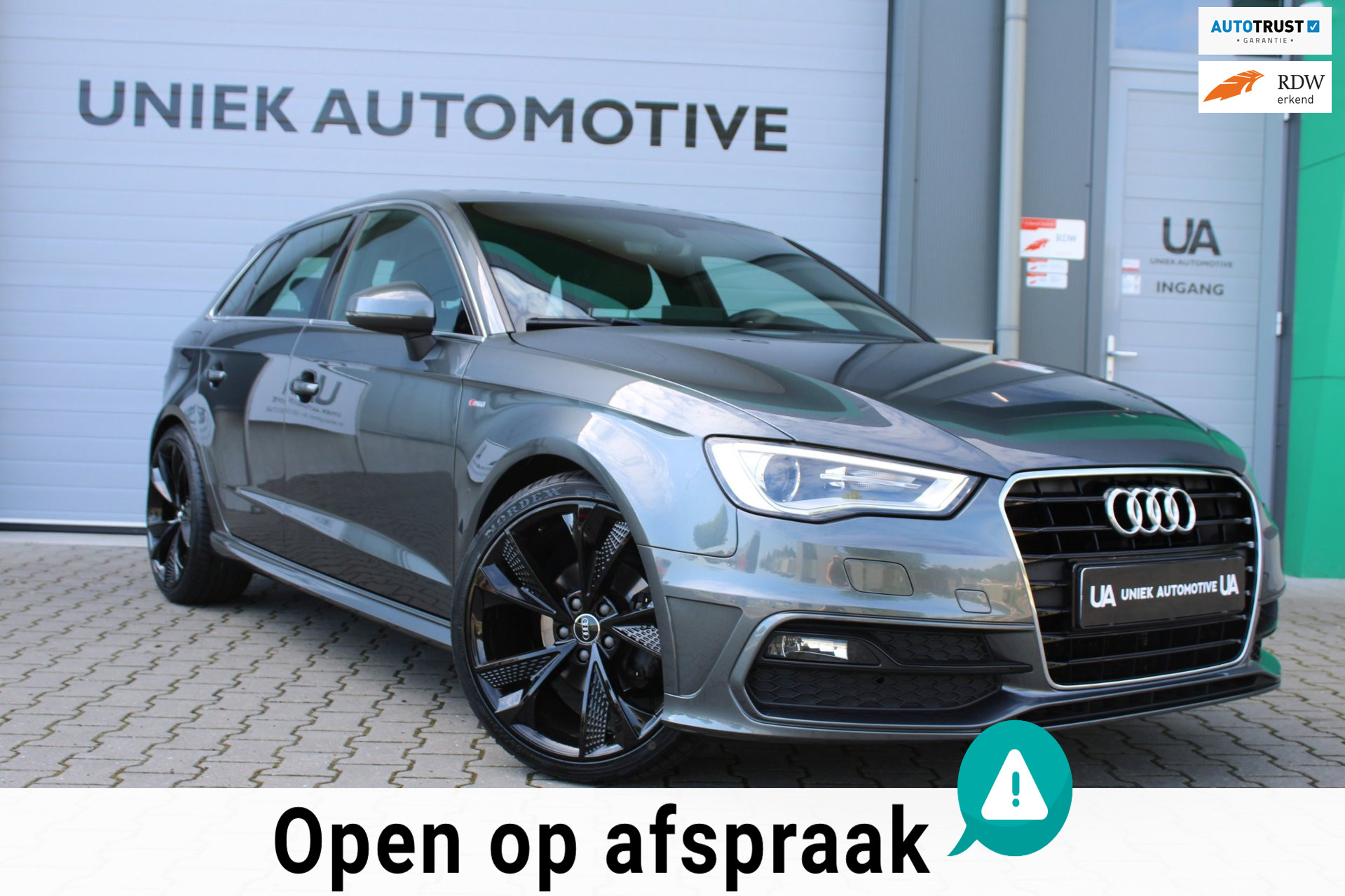Audi A3 Sportback 1.4 TFSI CoD ADRENALIN SPORT | S-LINE | DAYTONAGRIJS | S-TRONIC | HALFLEDER | 19'' VELGEN | LED KOPLAMPEN 2016 - voorkant