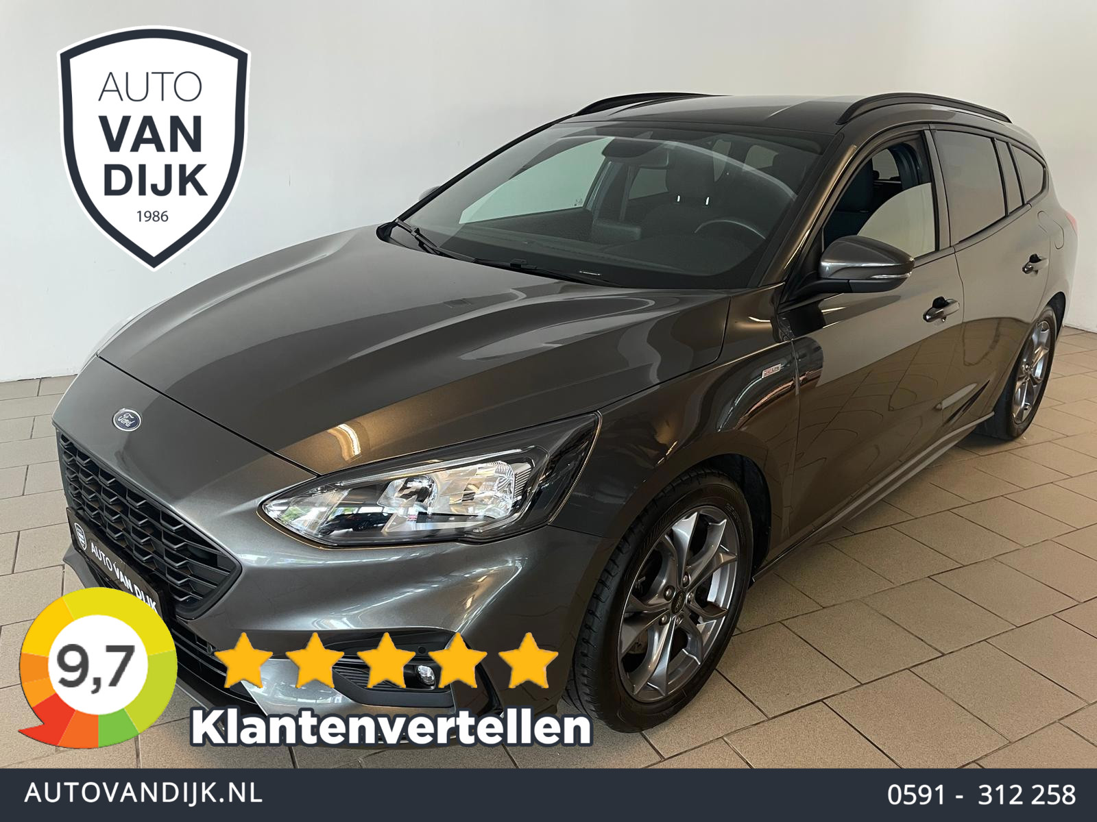 Ford Focus 1.0 EcoBoost Hybrid ST Line Business ECC NAVI CRUISE APPLE CARPLAY TREKHAAK SPORTSTOELEN 2021 - voorkant