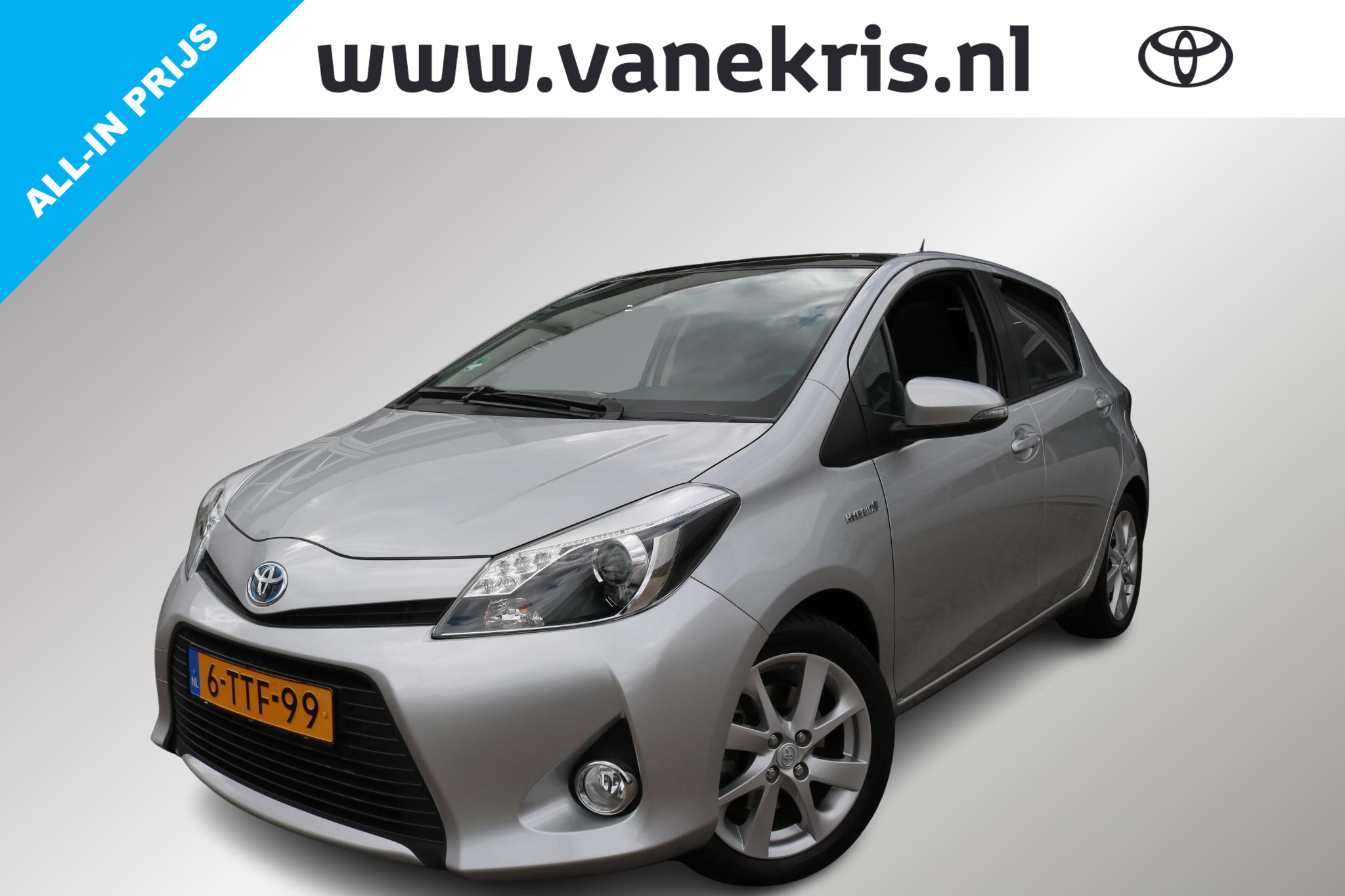 Toyota Toyota Yaris Hybrid 1.5 Hybrid Dynamic, Panoramadak, Navi 2014 - voorkant