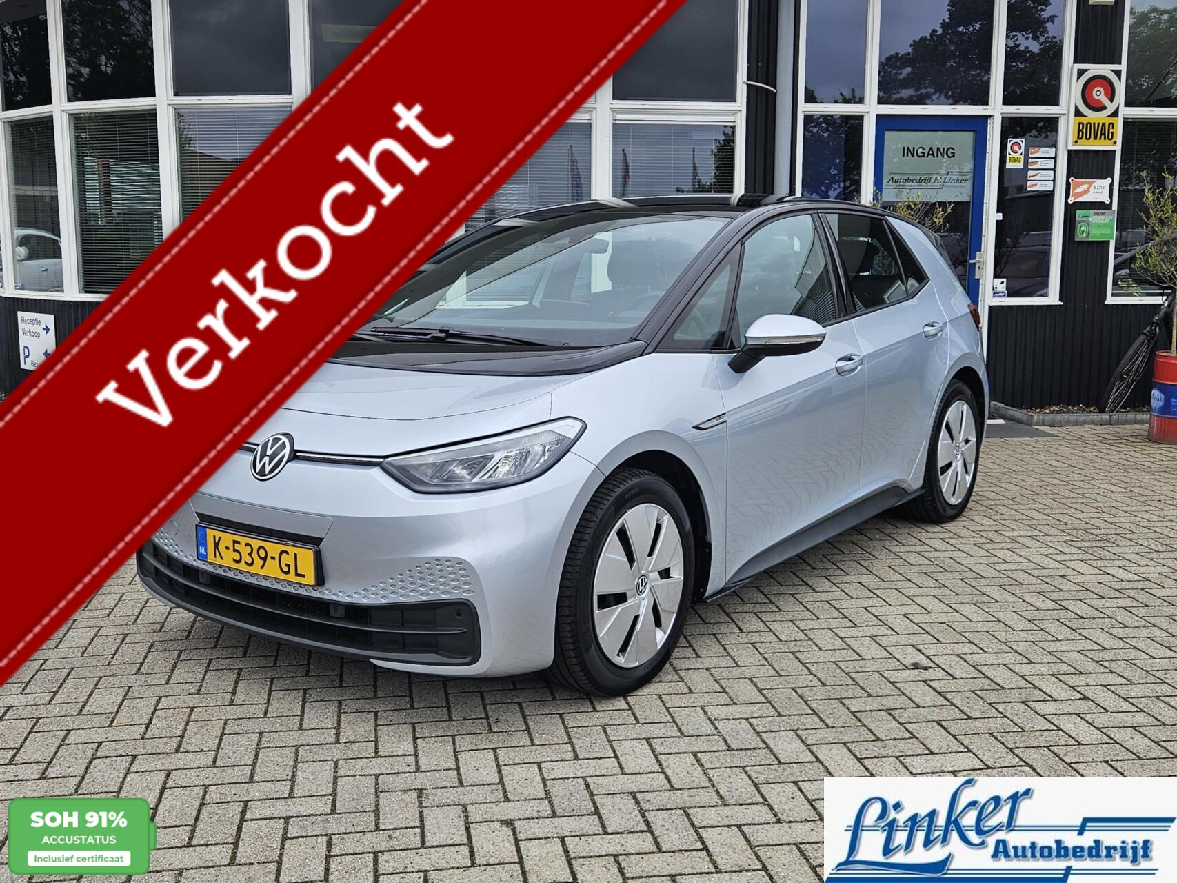 Volkswagen Id.3 Pro 150 KW Life 58 kWh SOH 91% NL-AUTO ADAP CRUISE RIJKLAAR 2020 - voorkant