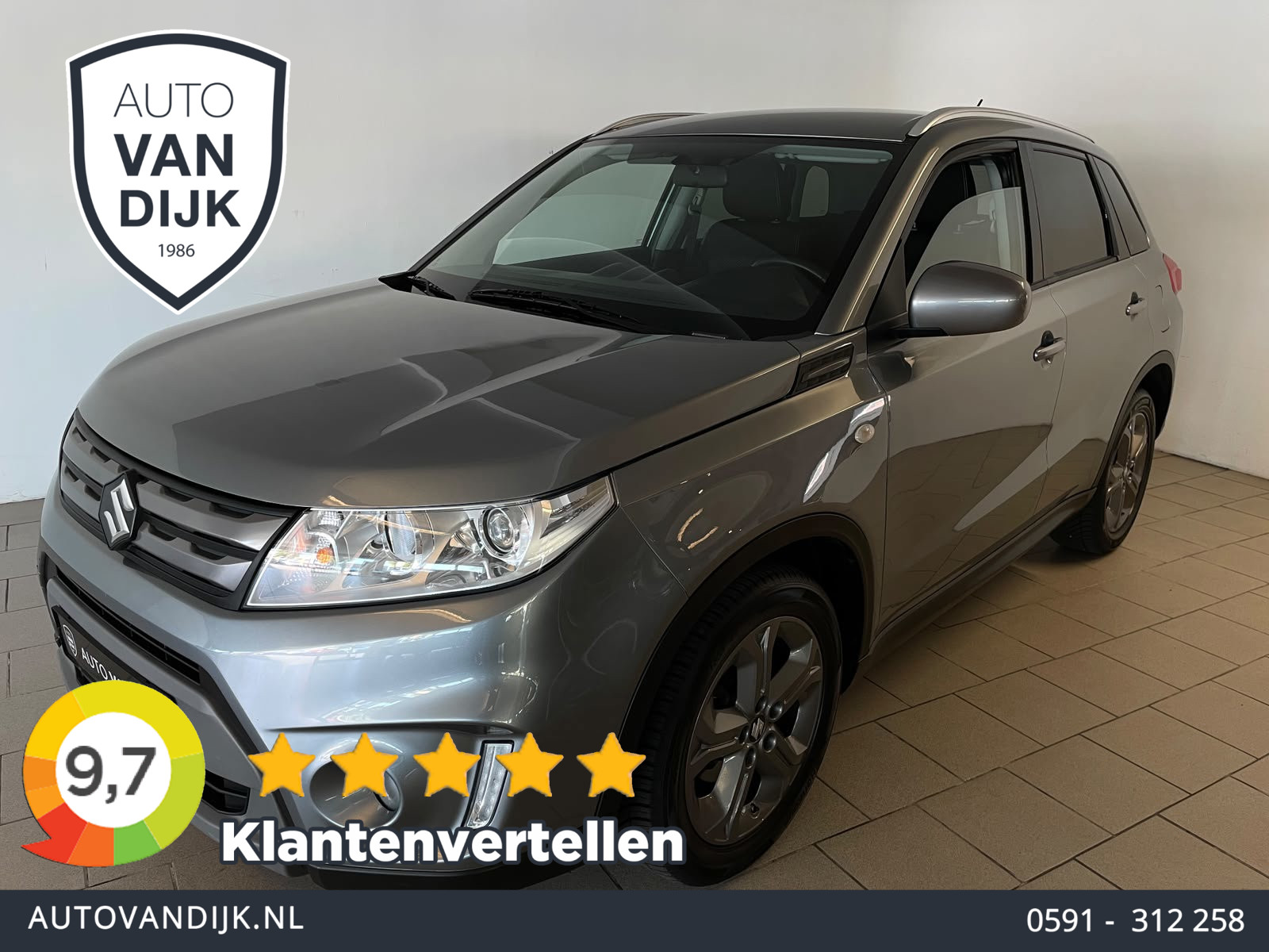 Suzuki Vitara 1.6 Exclusive AUTOMAAT AIRCO NAVI CRUISE STOELVERW CAMERA TREKHAAK VELG PRIVACY GLAS ZEER NETTE AUTO 2016 - voorkant