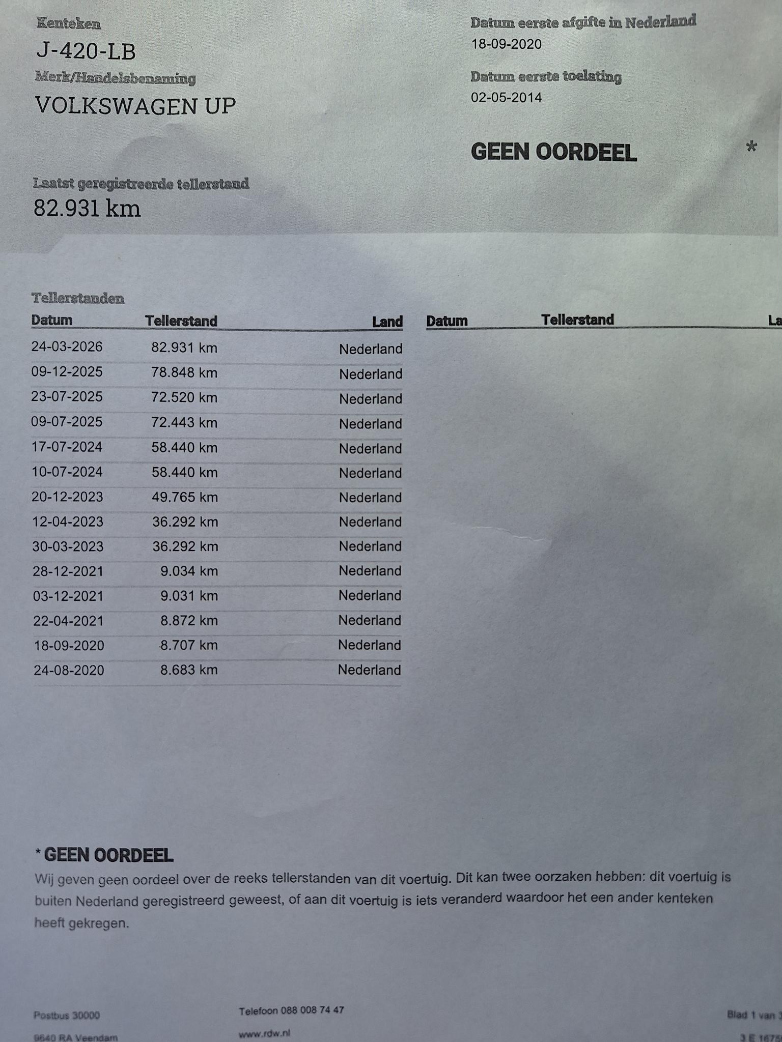 Foto van Volkswagen Up