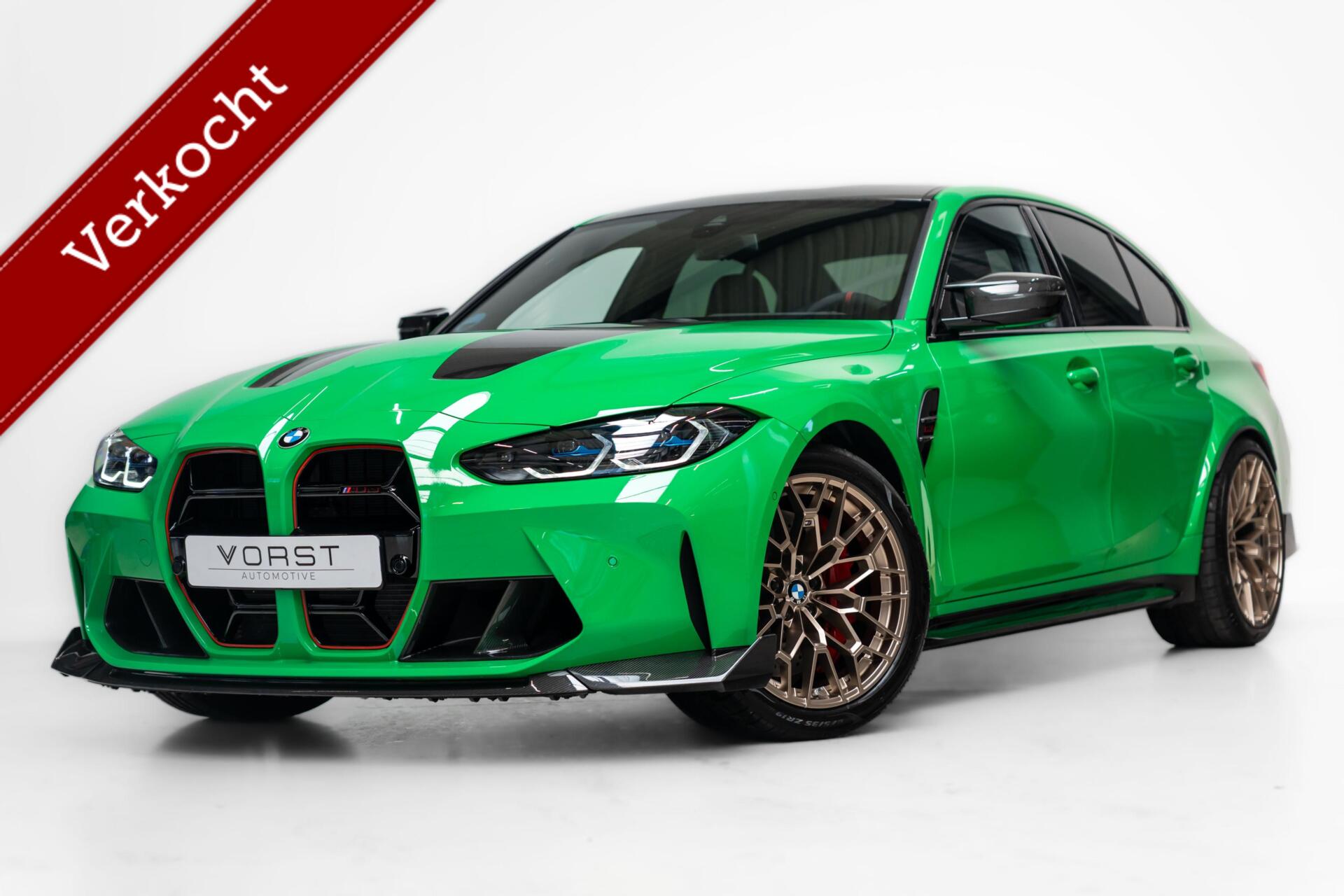 BMW 3-serie M3 CS Akrapovic HJS ''Signal Green'' 2023 - voorkant