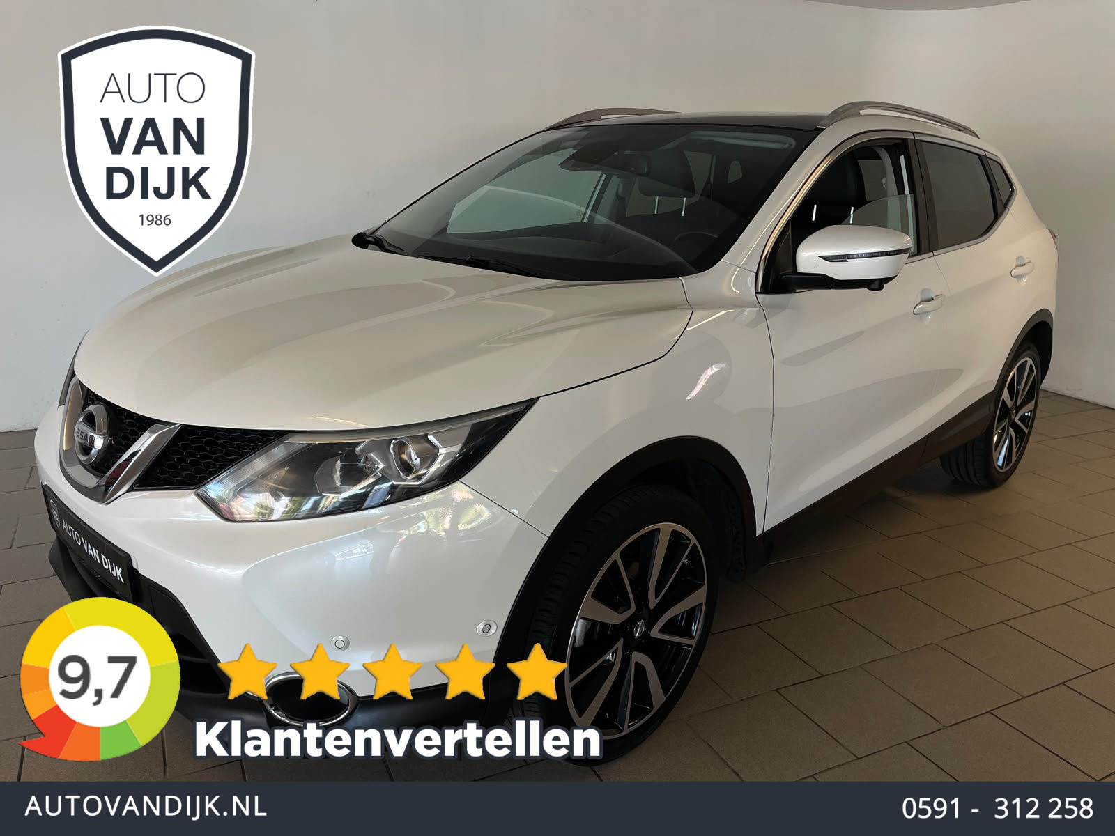 Nissan Nissan Qashqai 1.2 Visia AIRCO NAVI CRUISE ELEK RAMEN CENT VERG VELGEN TREKHAAK CAMERA HOGE ZIT KEURIGE AUTO 2014 - voorkant