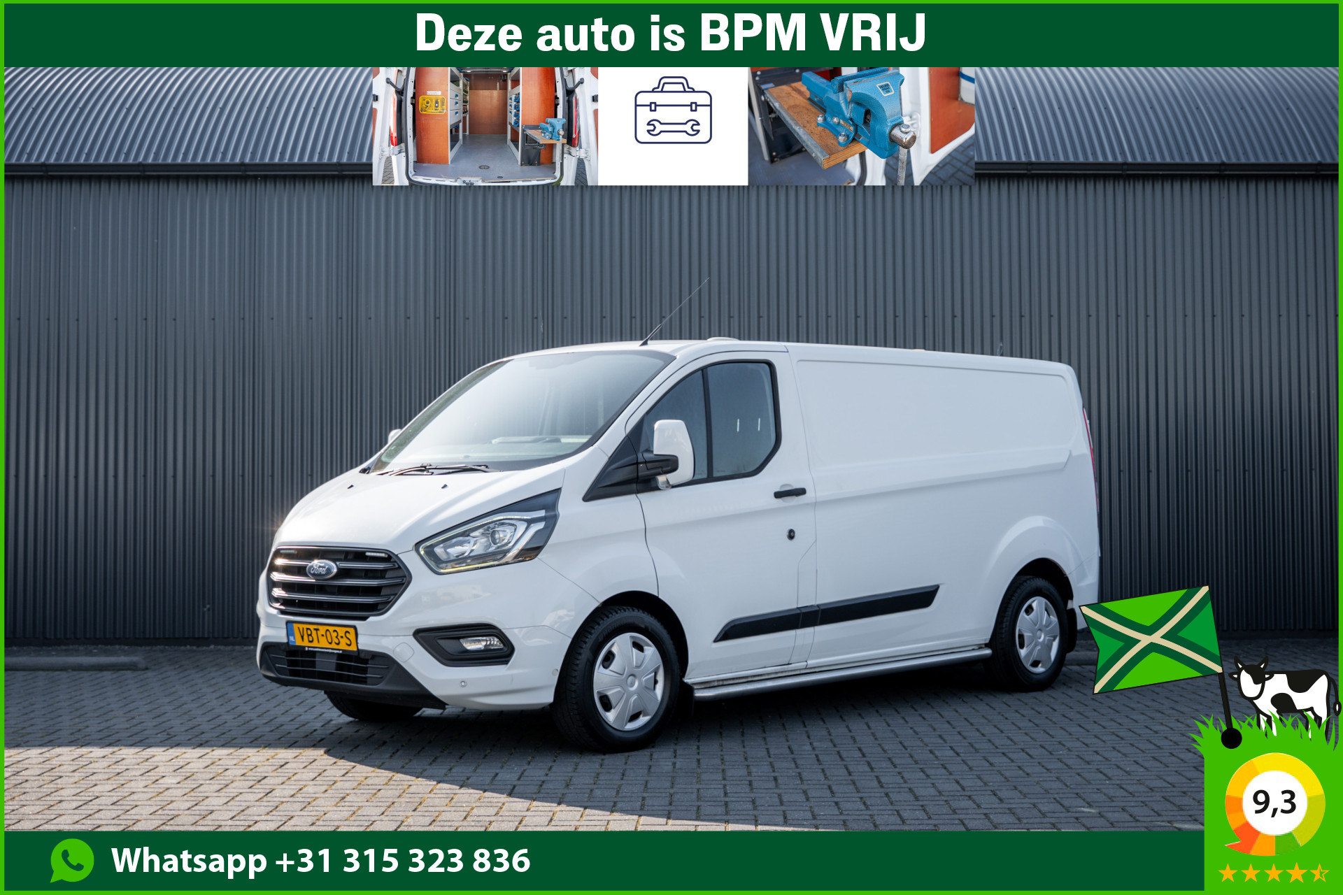 Ford Transit Custom 2.0 EcoBlue L2H1 | 130 PK | LED | Cruise | Airco | Trekhaak 2019 - voorkant