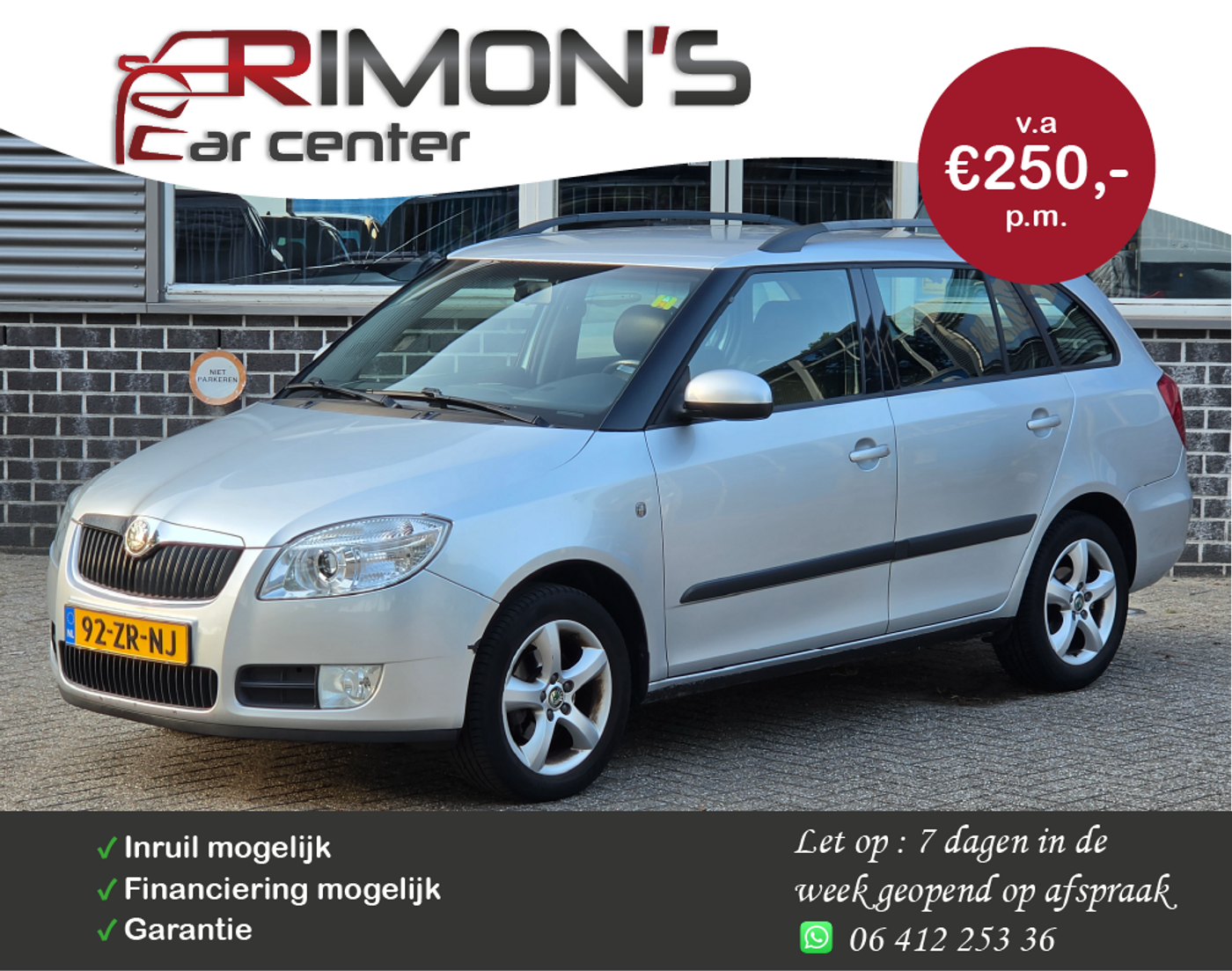 Skoda Fabia 1.6-16V Elegance Automaat Airco Leder APk 05-2027 2008 - voorkant