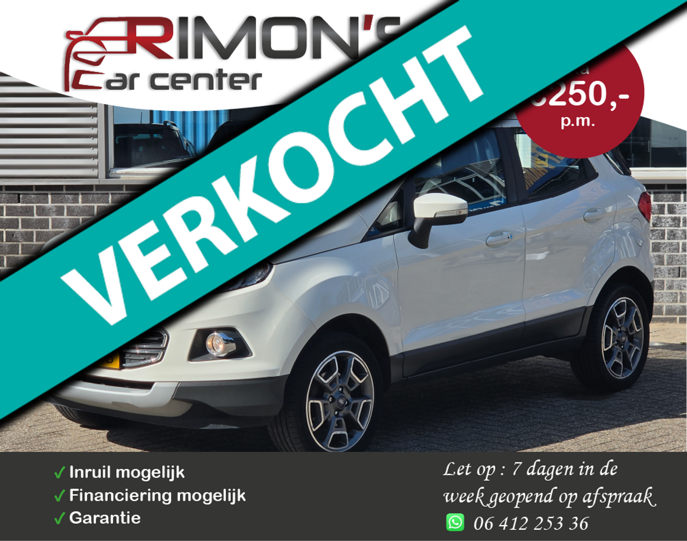 Ford Ecosport 1.0 EcoBoost Titanium Leder Keylesse Entry Pdc 2015 - voorkant