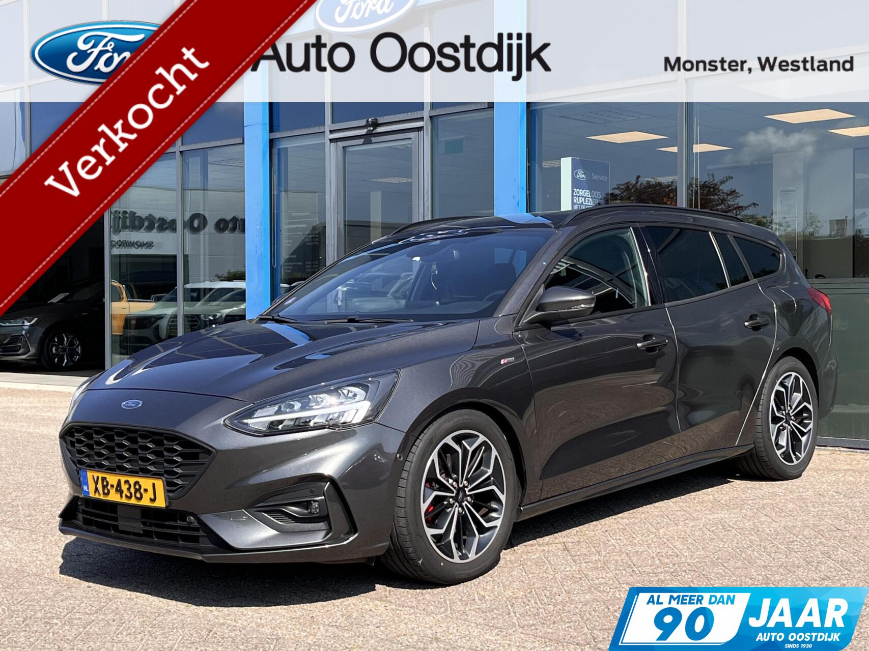 Ford Focus 1.0 EcoBoost ST Line 125PK Winterpack Adaptieve Cruise Camera B&O Parkeersensoren Full-LED Climate Keyless 18'' Velgen Privacy Glass *Sportief* 2018 - voorkant