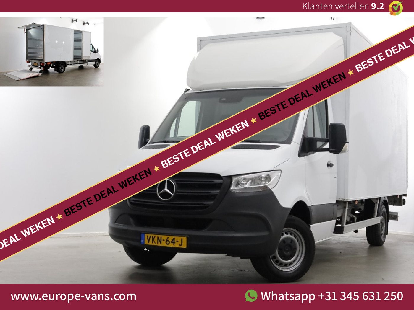 Mercedes-Benz Sprinter 314 CDI 143pk E6 Bakwagen met laadklep en zijdeur L440cm 1020kg laadverm. 06-2021 2021 - voorkant