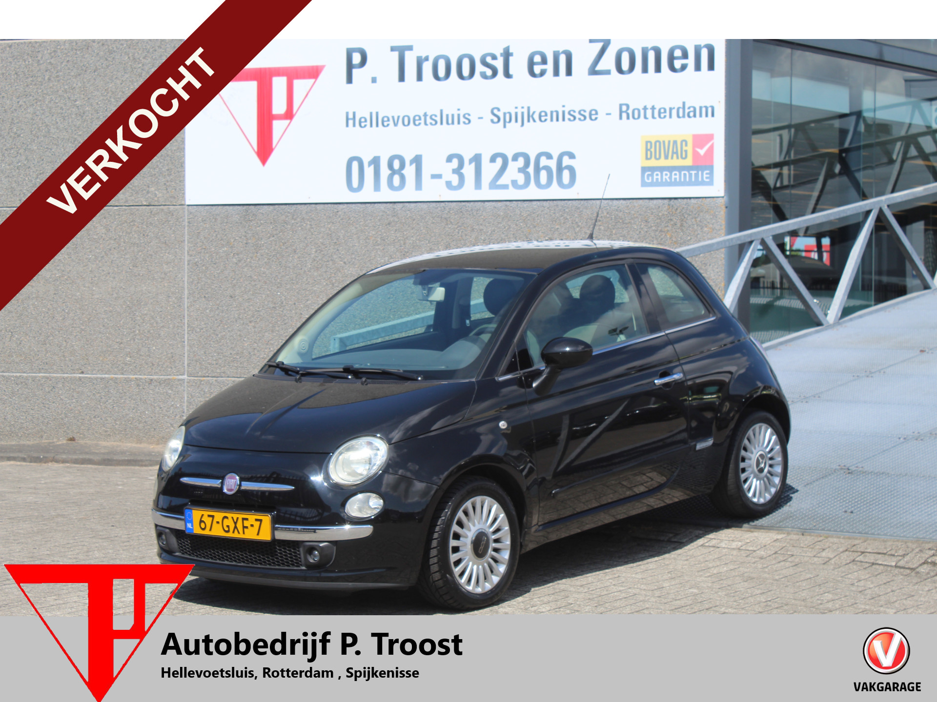 Fiat 500 1.2 Lounge Panoramadak/Airco/Radio-CD speler/Multifunctioneel stuurwiel/Bluetooth/15'' Lichtmetalen velgen. 2008 - voorkant
