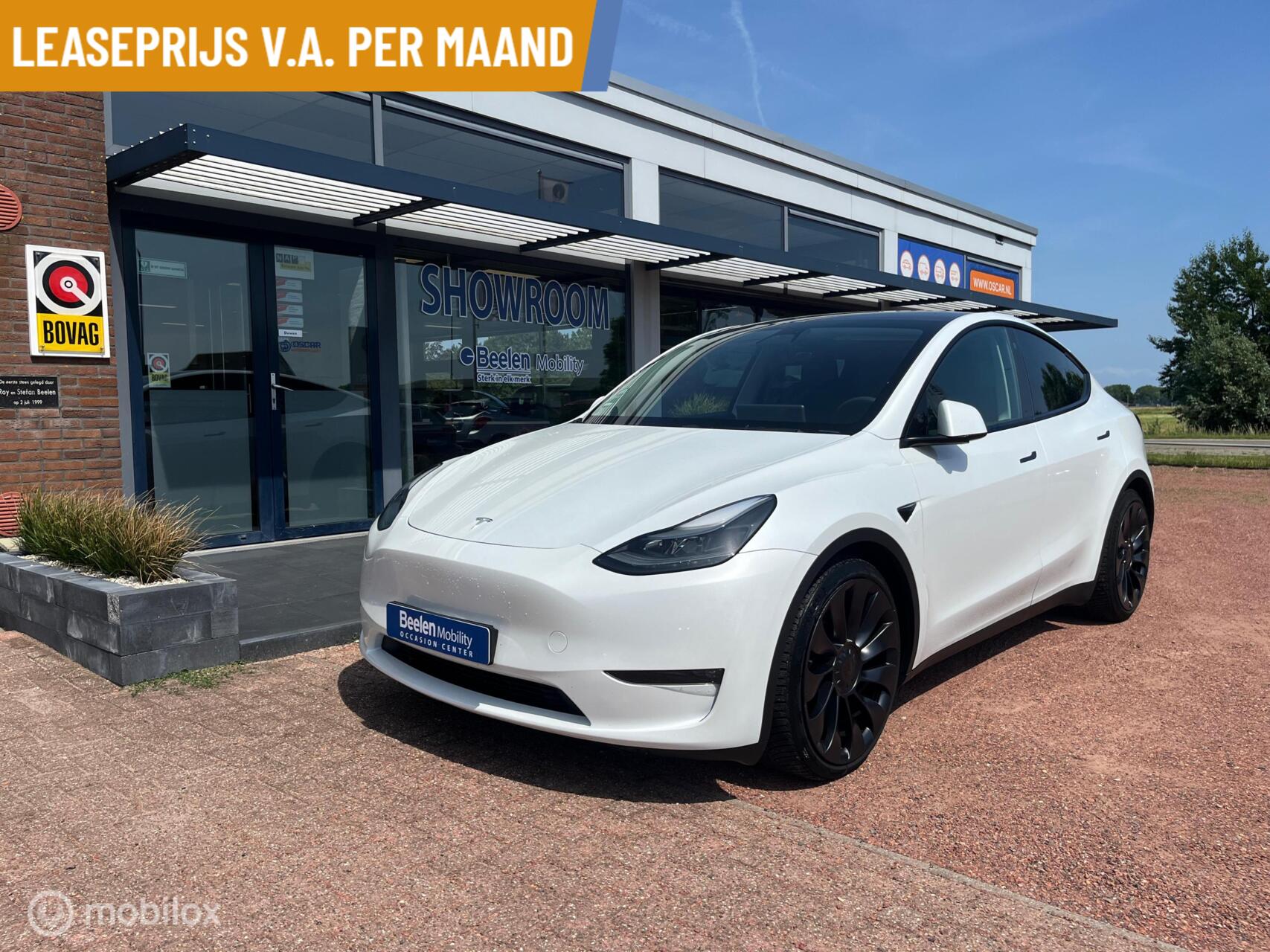 Tesla Model Y Performance AWD 75 kWh | Pearl White multi-coat | Per direct beschikbaar in de lease 2022 - voorkant