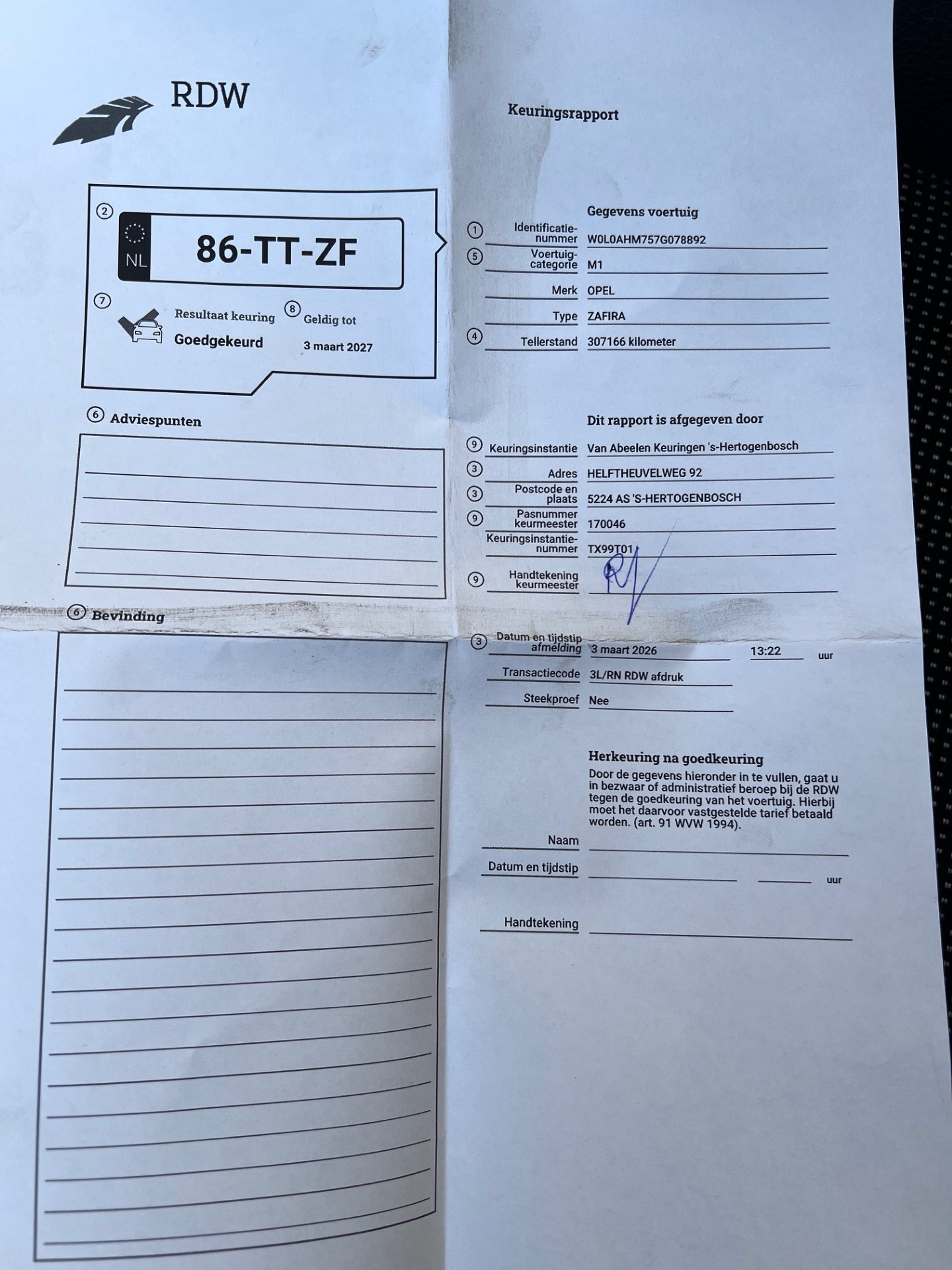 Foto van Opel Zafira