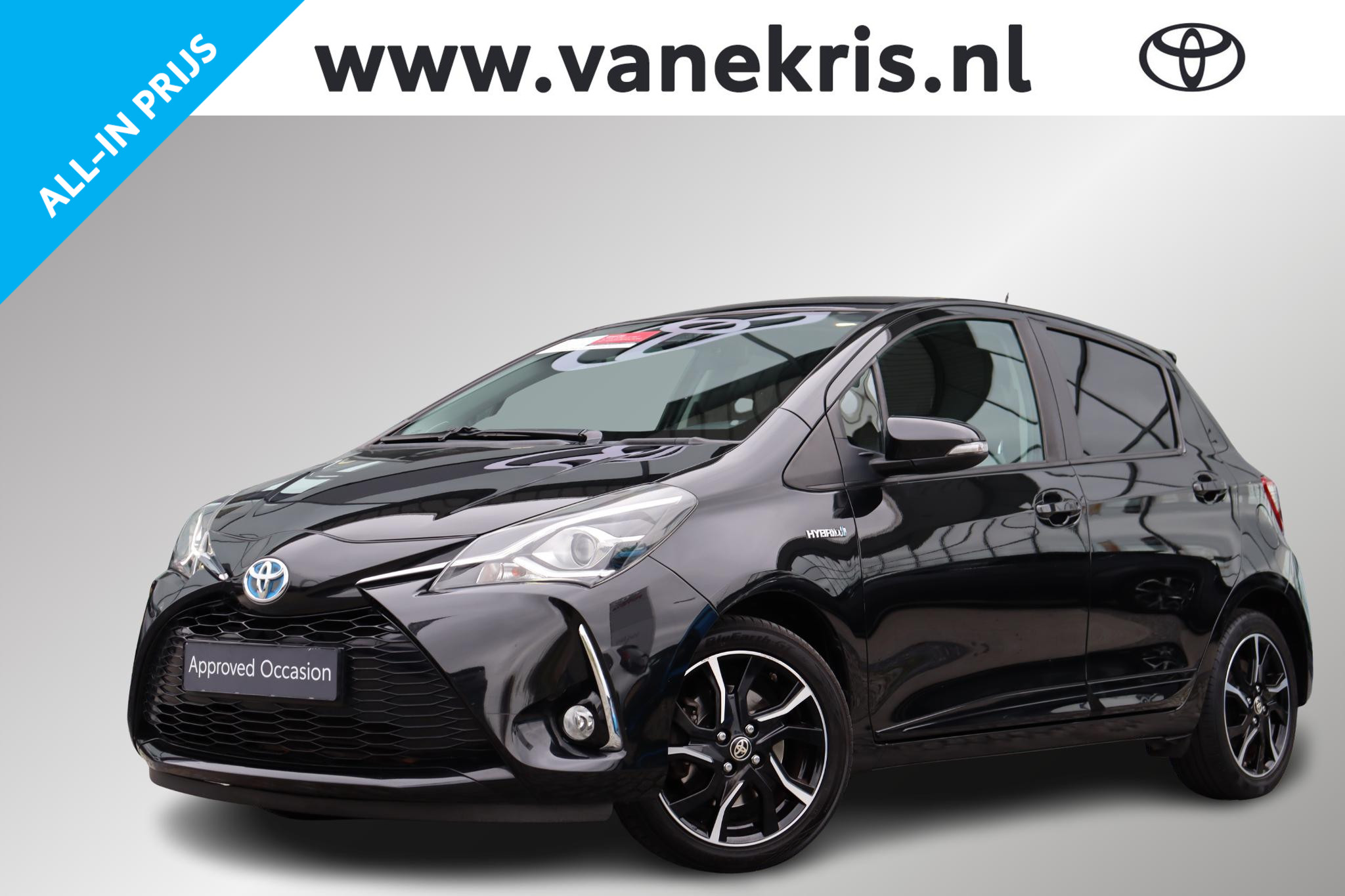 Toyota Toyota Yaris Hybrid 1.5 Hybrid Energy Plus Lm velgen, Getinte ramen 2019 - voorkant