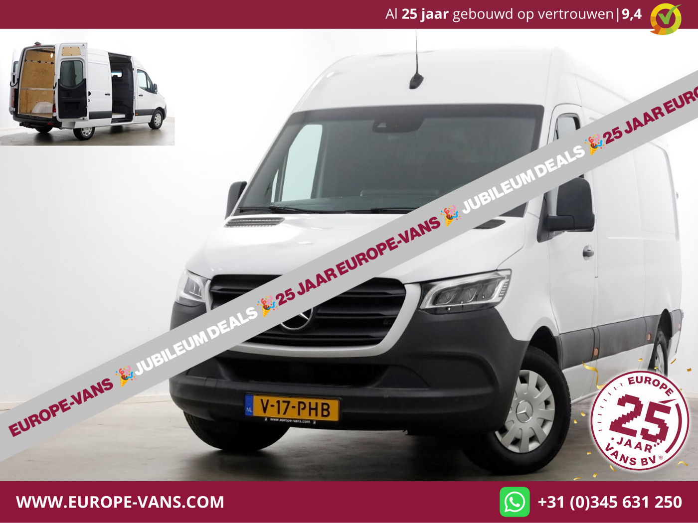 Mercedes-Benz Sprinter 319 CDI 3.0 V6 190pk E6 L2H2 7G Automaat LED/Camera/Trekhaak 3500kg 02-2019 2019 - voorkant