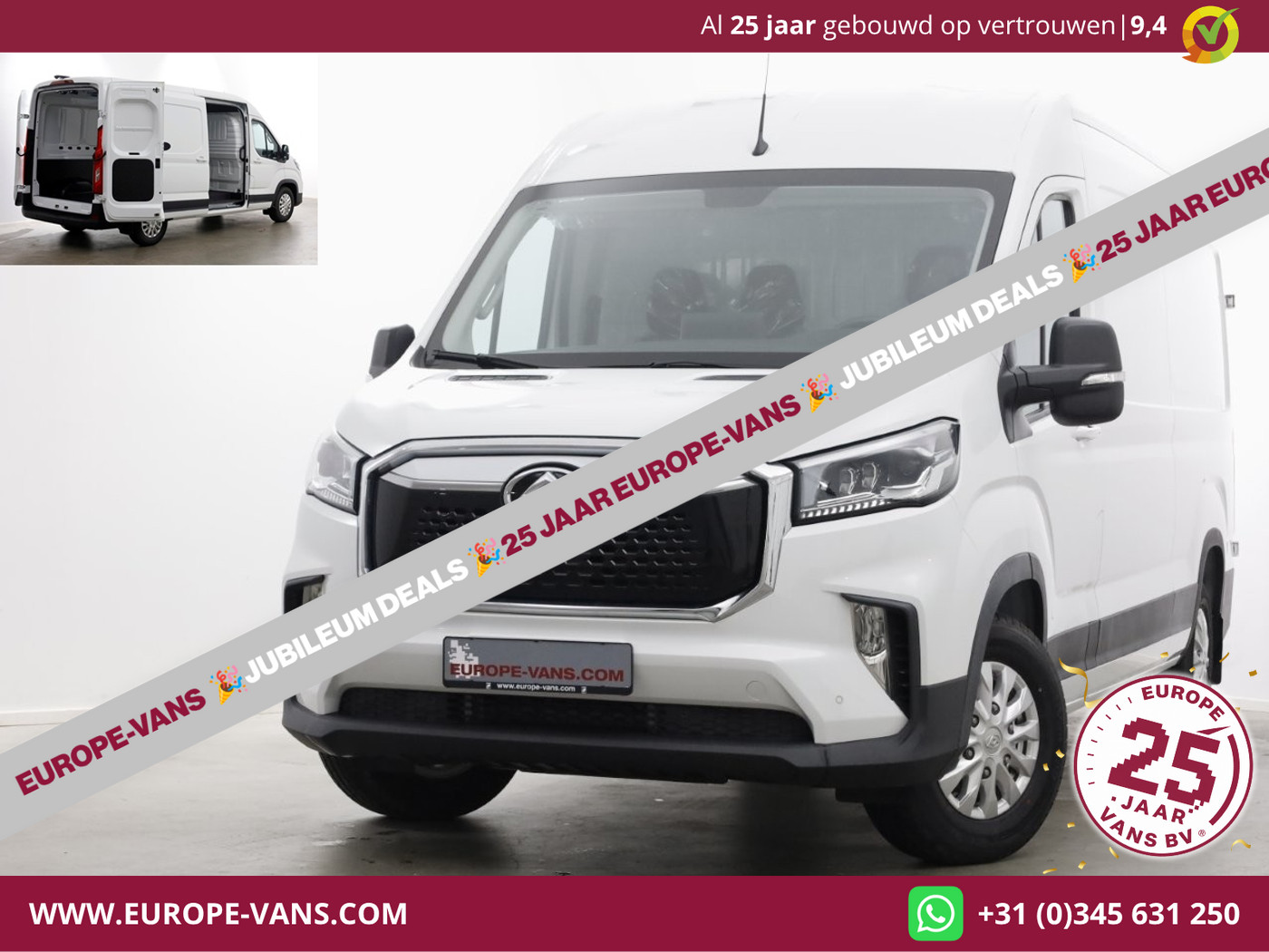 Maxus Edeliver 9 L3H2 72kWh WLTP Range 280km 100% Elektrisch Airco/Camera NIEUW 02-2024 2024 - voorkant