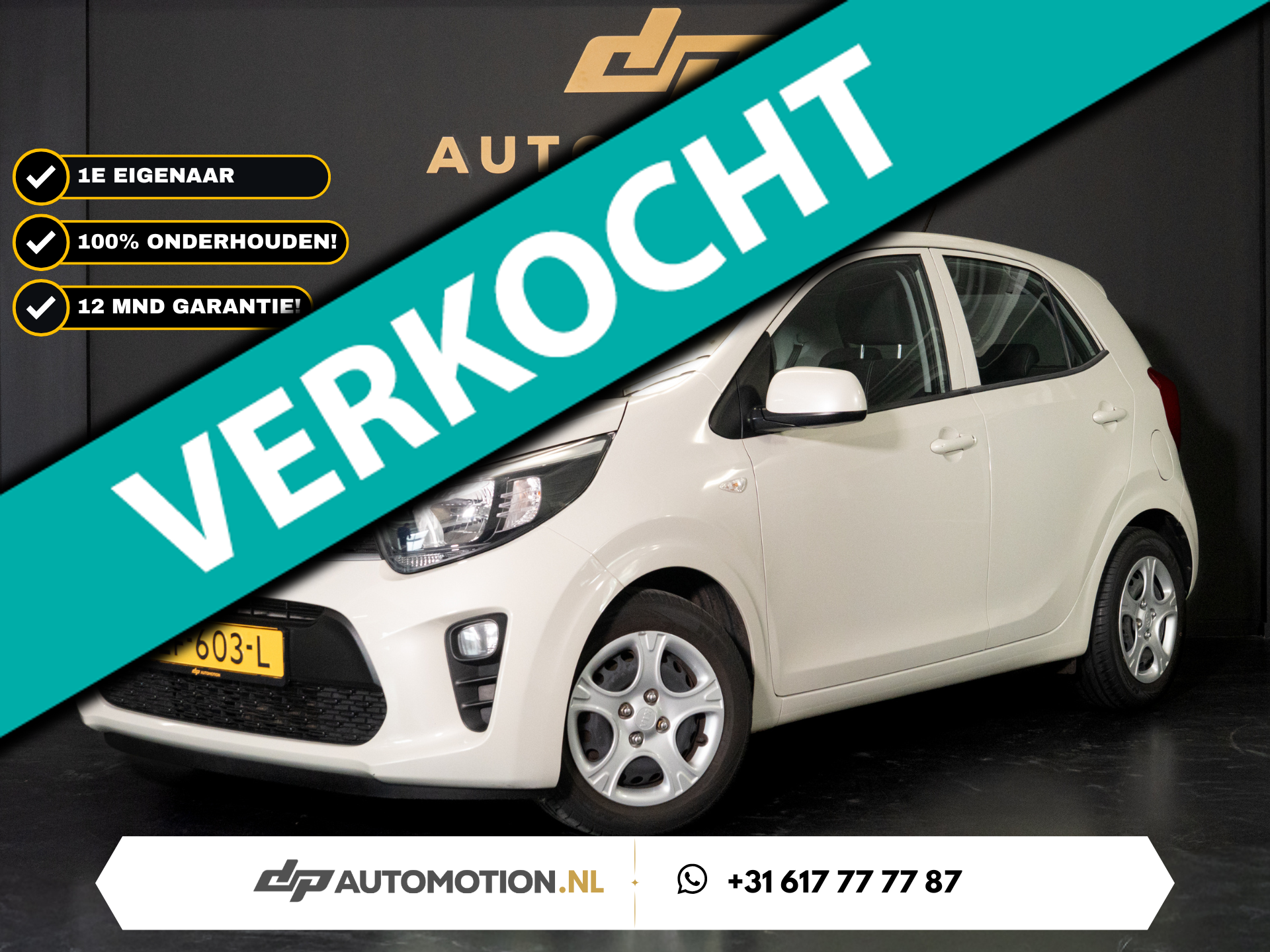 Kia Picanto 1.0 CVVT EconomyPlusLine | 1e Eig | Airco | NAP | Cream White | Dealeronderhouden 2019 - voorkant