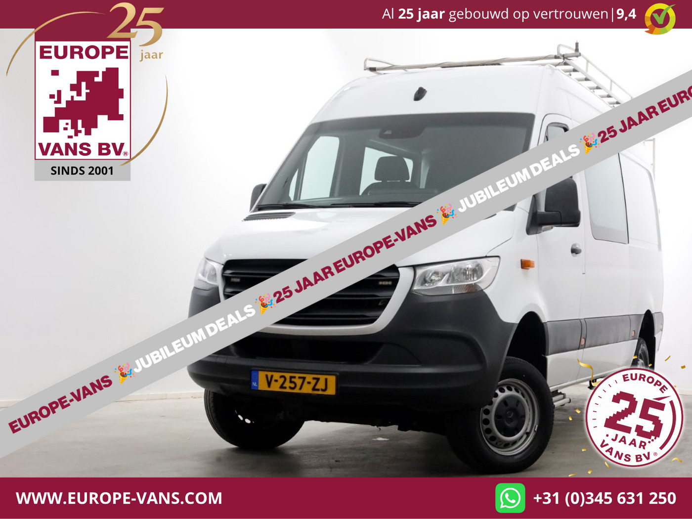 Mercedes-Benz Sprinter 314 CDI 143pk E6 L2H2 4x4 ZG1 D.C. Airco/Navi/Trekhaak 2800kg 05-2019 2019 - voorkant