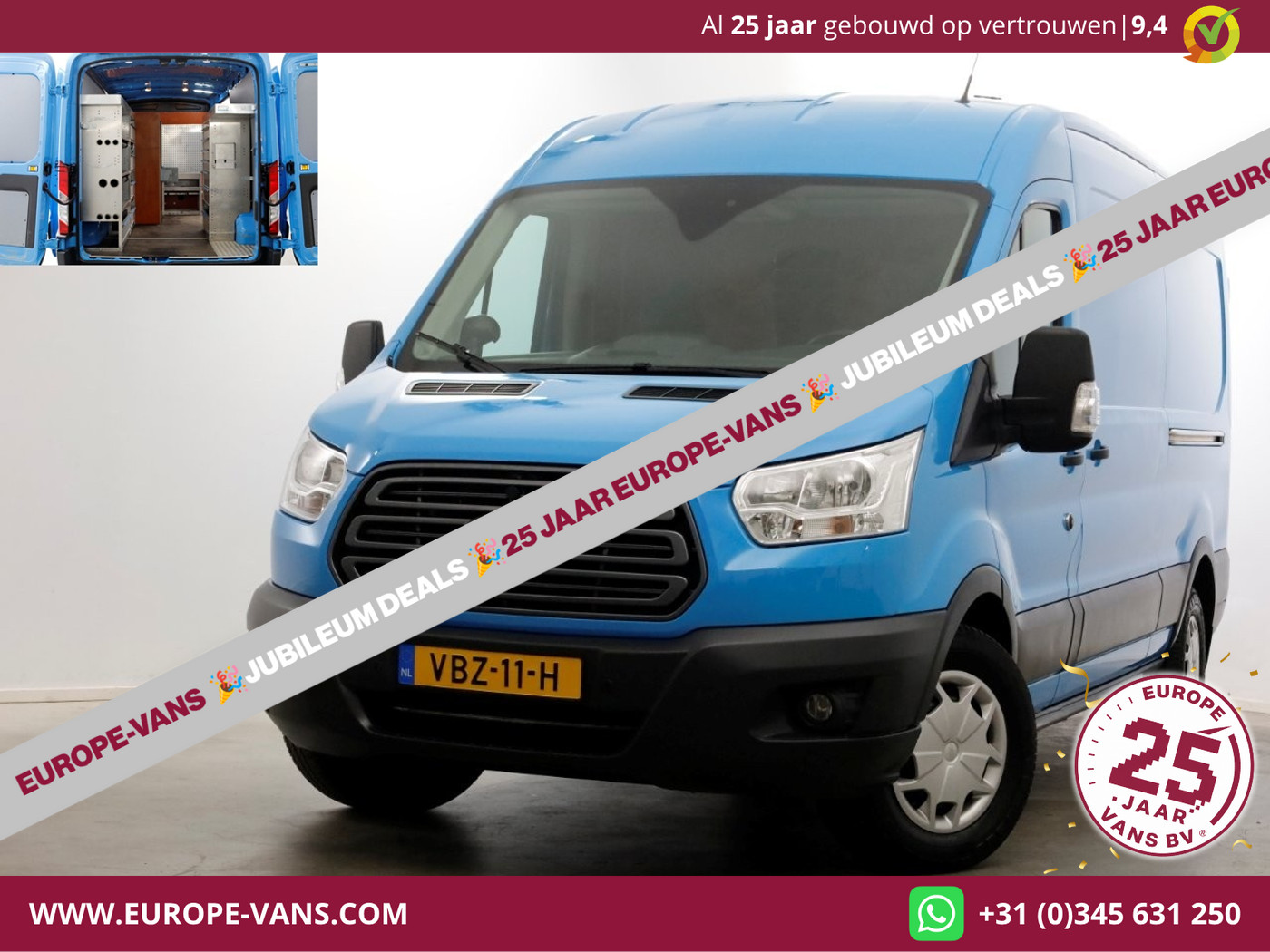 Ford Transit 350 2.0 TDCI 130pk E6 L3H2 Trend Airco/Camera/2x Schuifdeur 10-2019 2019 - voorkant