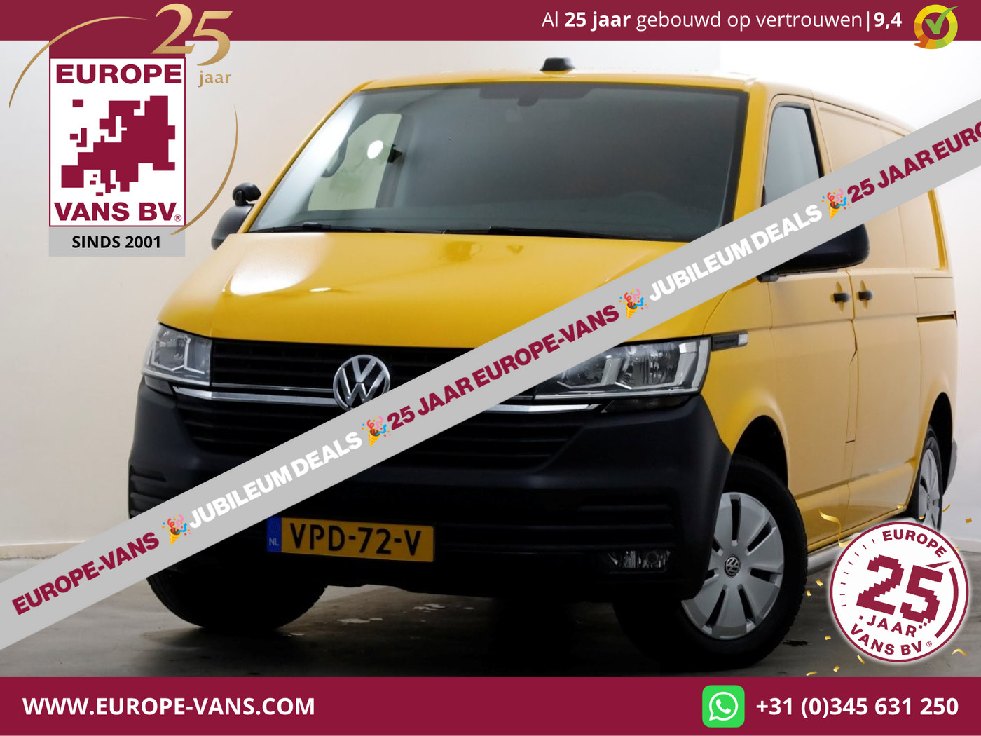 Volkswagen Transporter T6.1 2.0 TDI 150pk L1H1 DSG-Automaat Airco/Navi/2x Schuifdeur 04-2022 2022 - voorkant