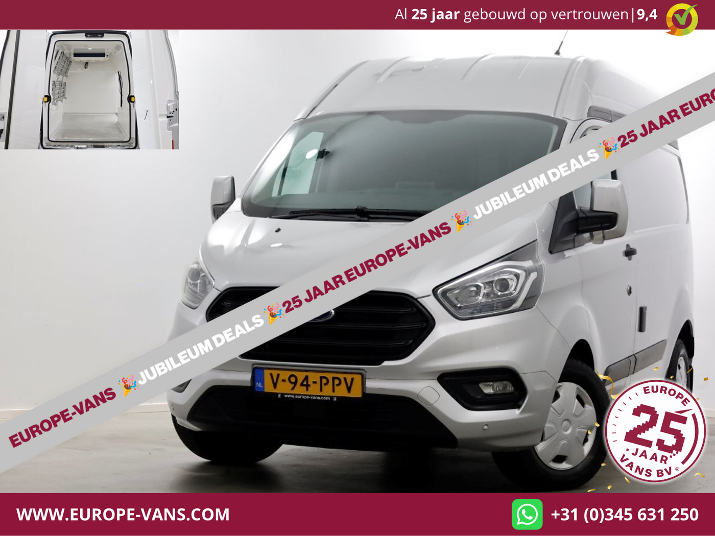 Ford Transit Custom 2.0 TDCI L1H2 Trend Koelwagen Stahoogte 12V Dag + 230V Nachtkoeling 01-2019 2019 - voorkant
