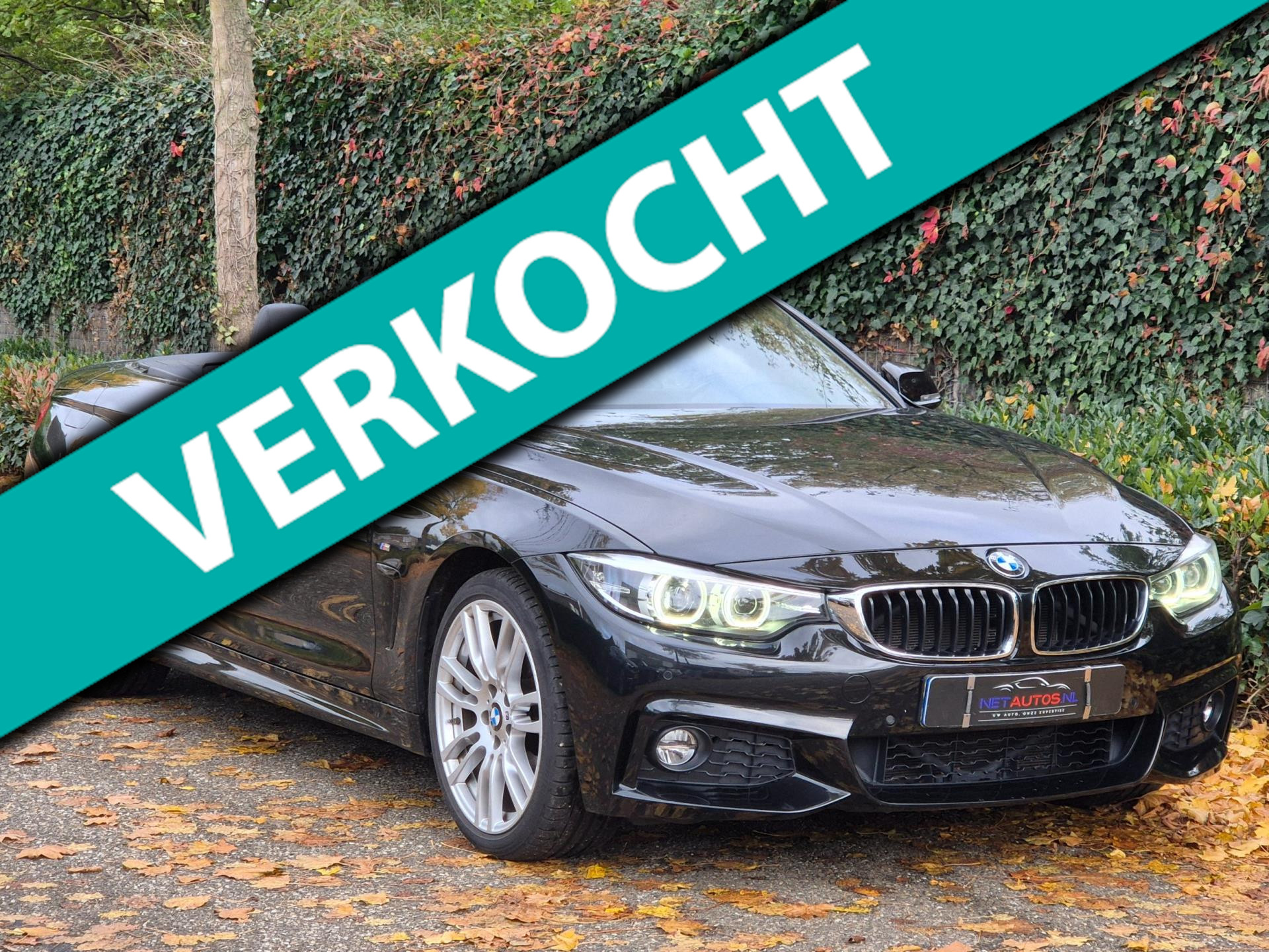 BMW 420i 420i M Sport High Executive Cabrio Dig. Dash Apple CarPlay Elek.Stoelen Nbt Evo GR Navi Leder Zwart NAP 2017 - voorkant