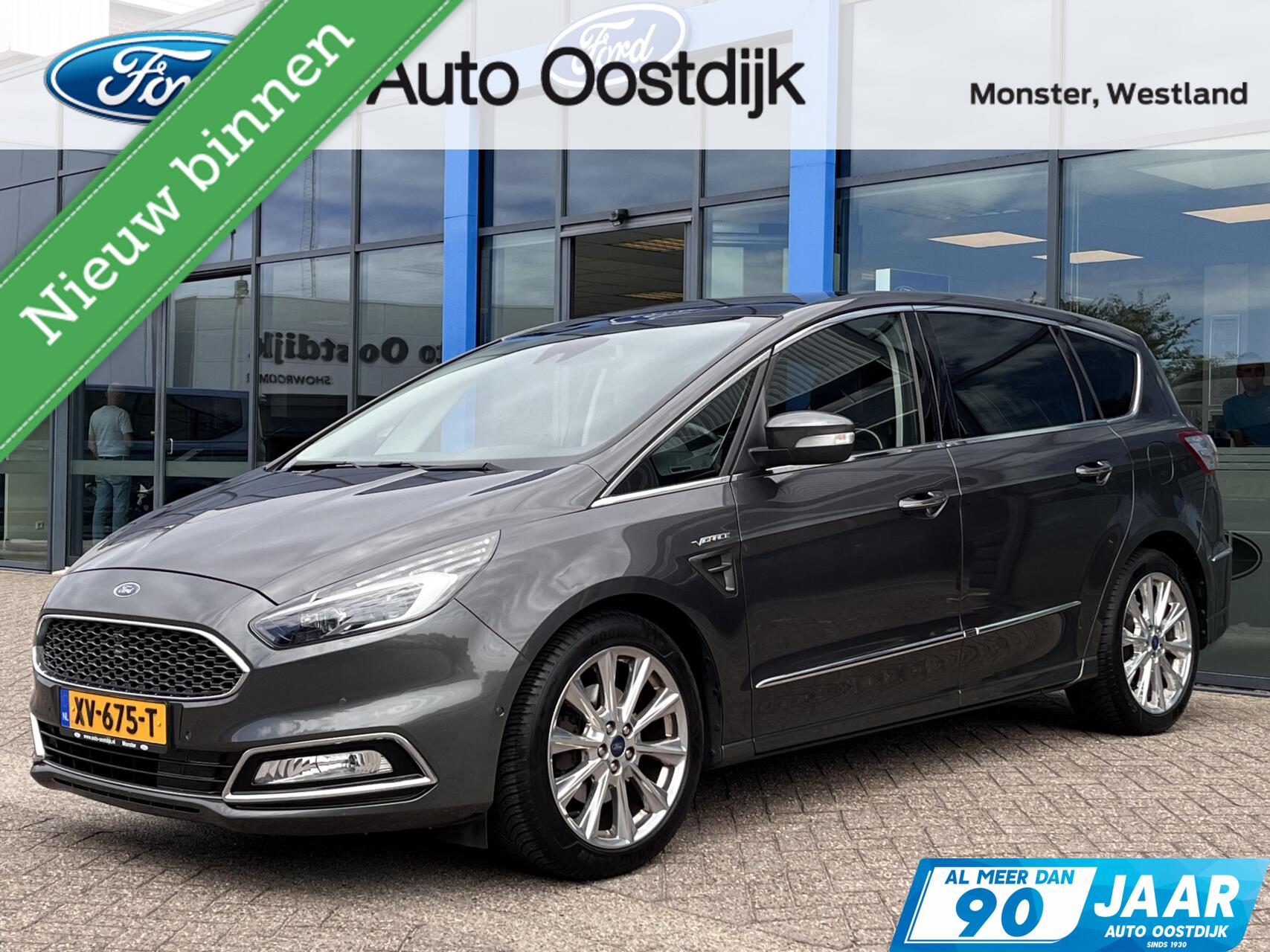 Ford S-max 2.0 Vignale 7p. 241PK Automaat Afn. Trekhaak Panodak Winterpack Adaptieve Cruise Leder Camera Elek. Achterklep Keyless Climate Privacy Glass *Full-Options* 2018 - voorkant