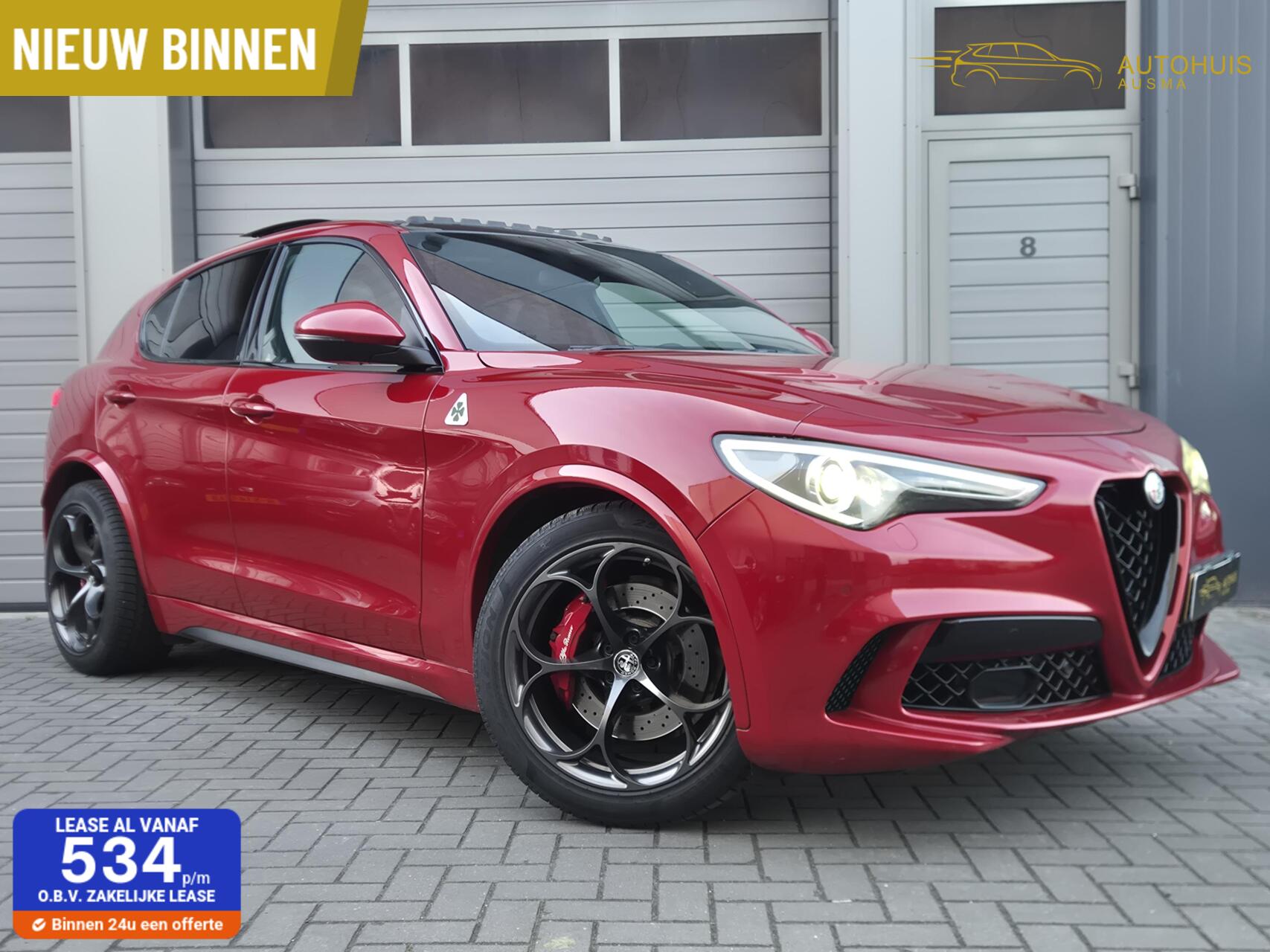 Alfa Romeo Stelvio Quadrifoglio 2.9 V6 AWD Quadrifoglio 560PK/Pano/Harman/ACC/Carbon/Btw 2018 - voorkant