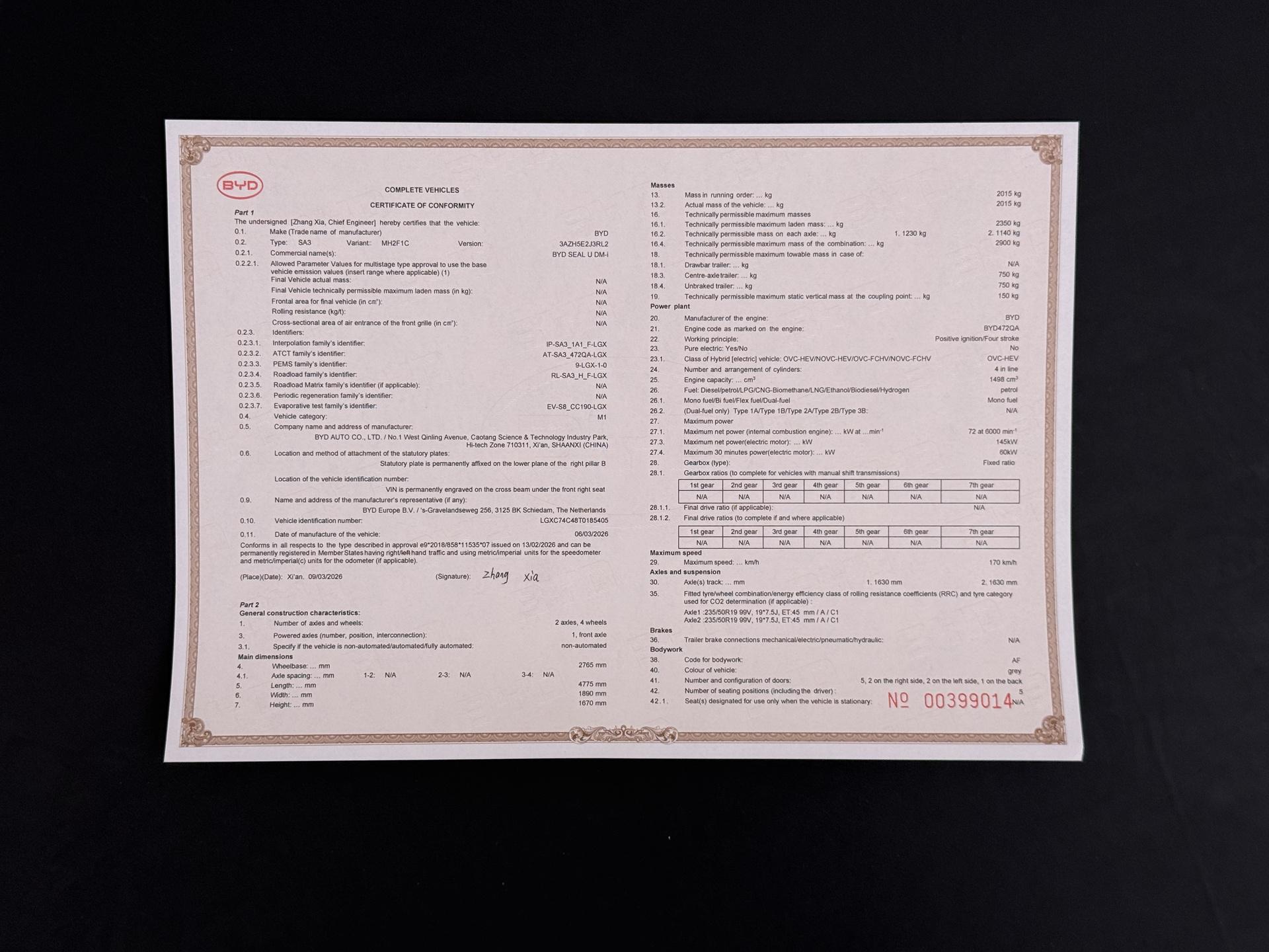 Foto van BYD BYD Seal U Dm-i