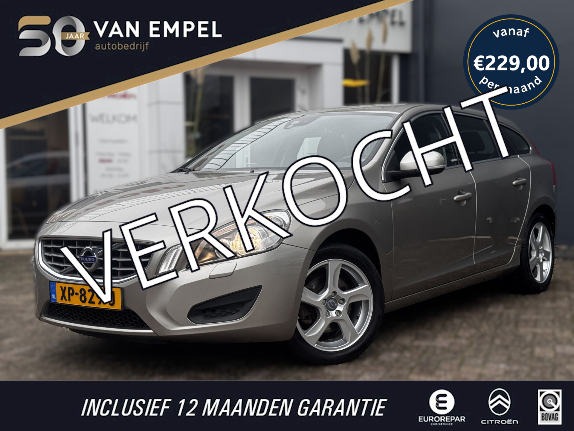 Volvo V60 1.6 T4 Kinetic | 180 PK | Automaat | Trekhaak | Climate Control | Stoelverwarming | Navigatie 2012 - voorkant