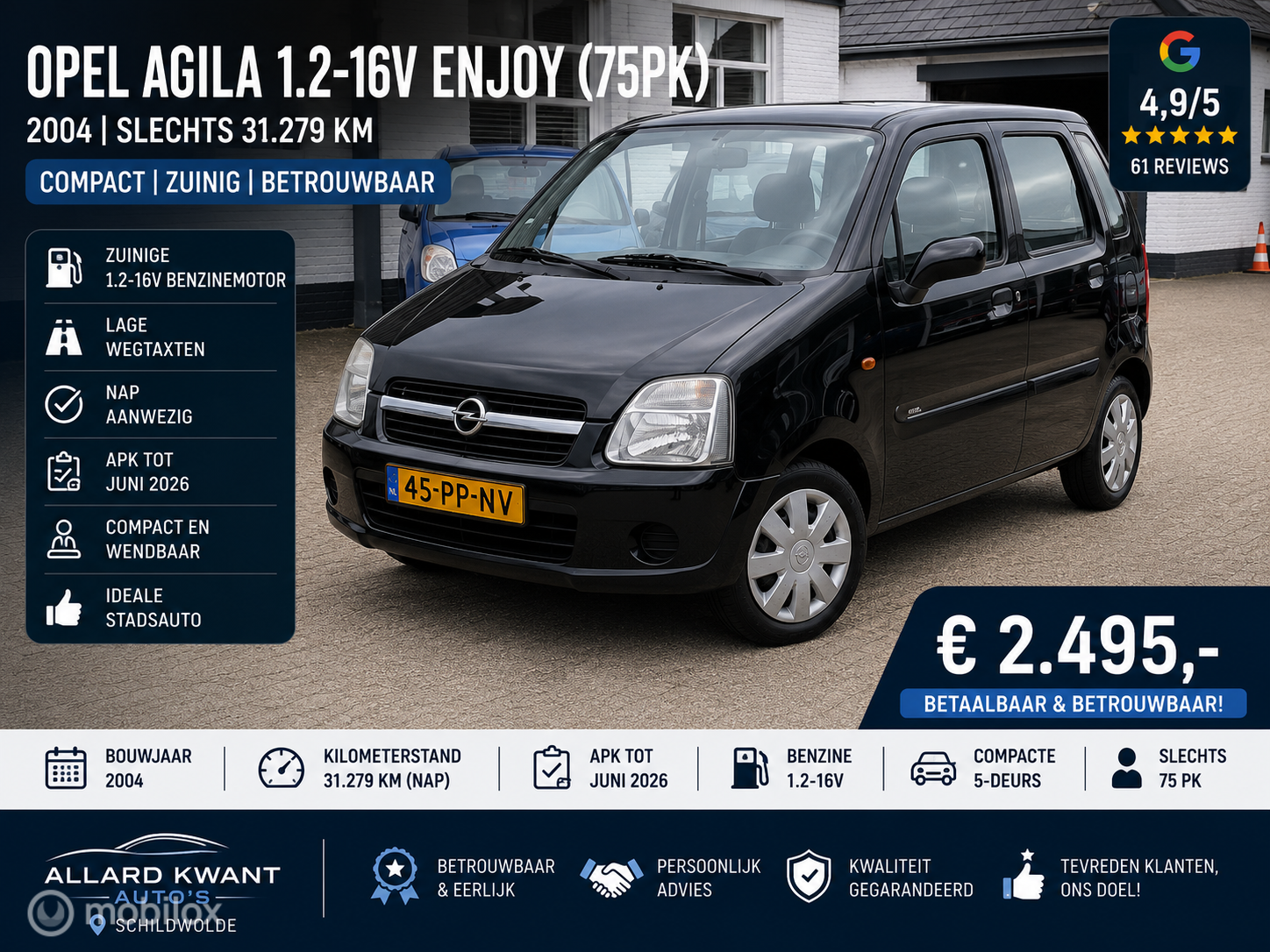 Opel Agila 1.2-16V Enjoy 2004 - voorkant
