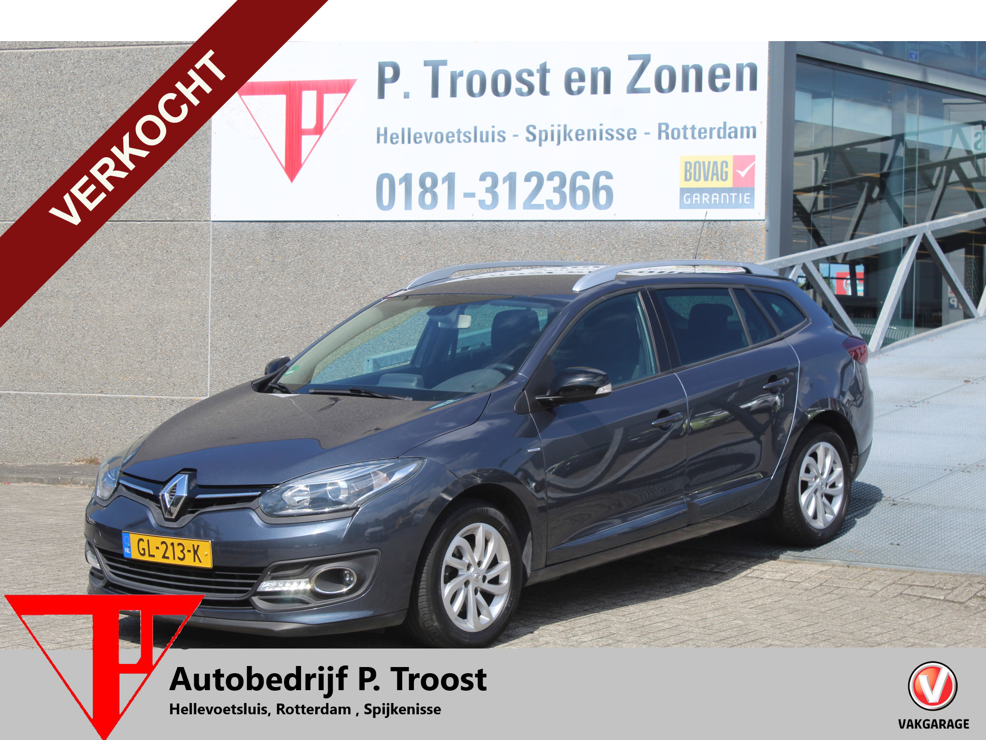 Renault Megane 1.2 TCe Limited Navigatie/Cruise control/Climate control/Radio-CD speler/Trekhaak/Elektrische ramen/Elektrisch verstelbare spiegels. 2015 - voorkant