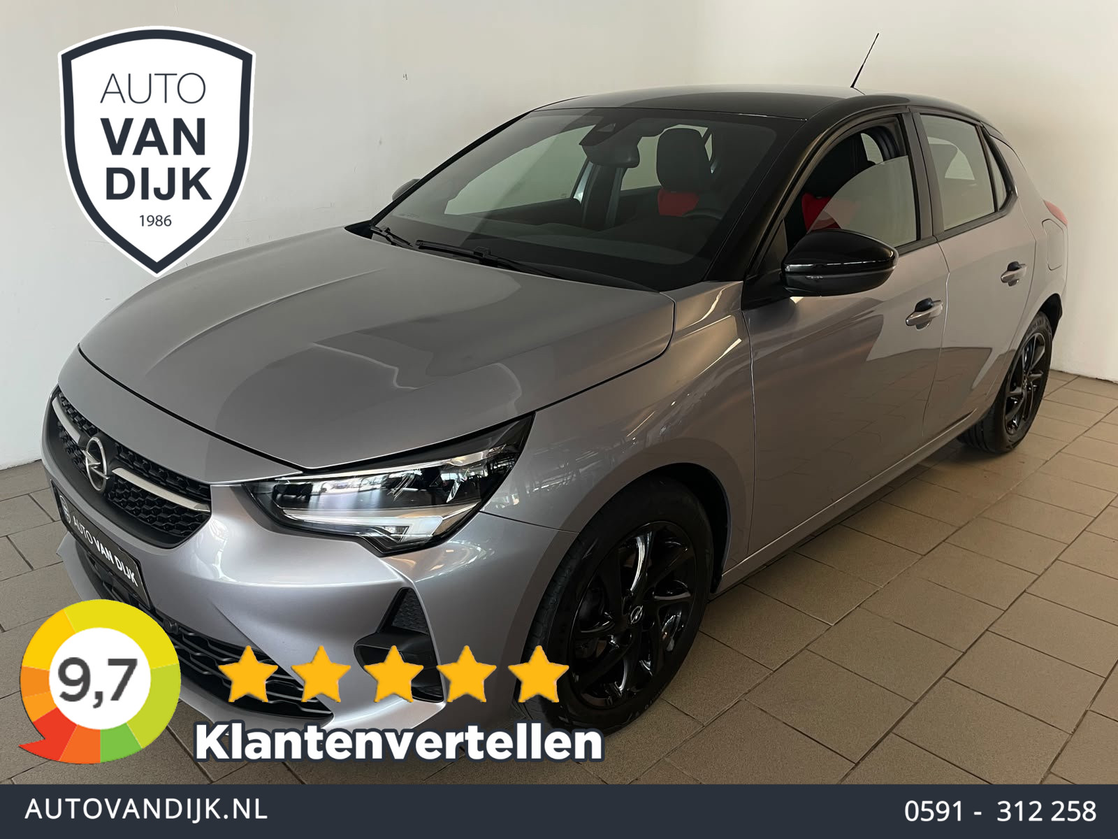 Opel Corsa 1.2 GS Line AIRCO APPLE CARPLAY NAVI VIA APP ZWARTE LMV BIJZONDER MOOI TOP UITSTRALING 2021 - voorkant