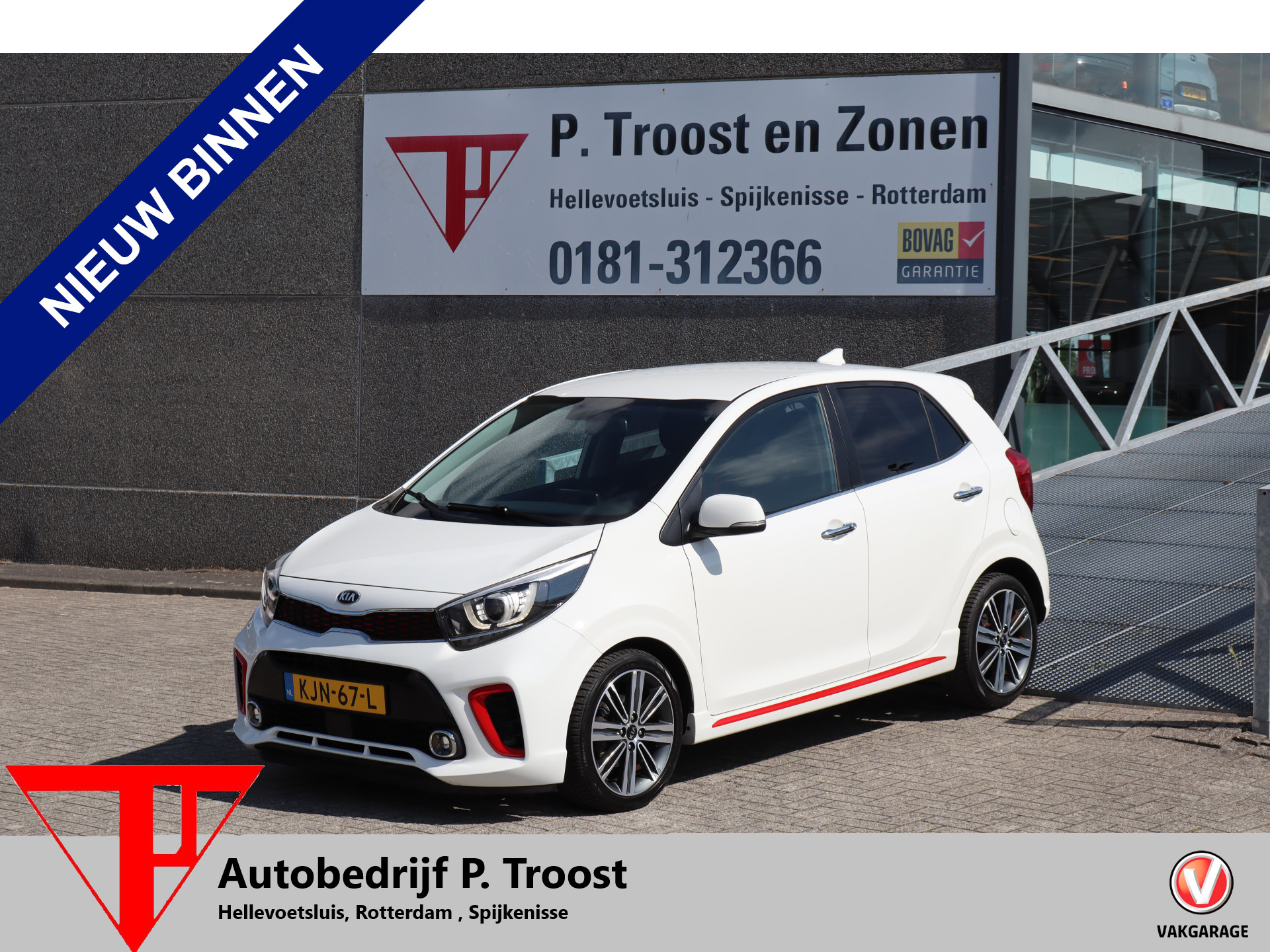 Kia Picanto 1.2 CVVT GT Line Automaat! Dealer onderhouden/Stoelverwarming/Stuurverwarming/Achteruitrijcamera/Apple carplay/Keyless/Parkeersensoren/Cruise control/Climate control/Navigatie/Bluetooth/Licht metalen velgen 2018 - voorkant