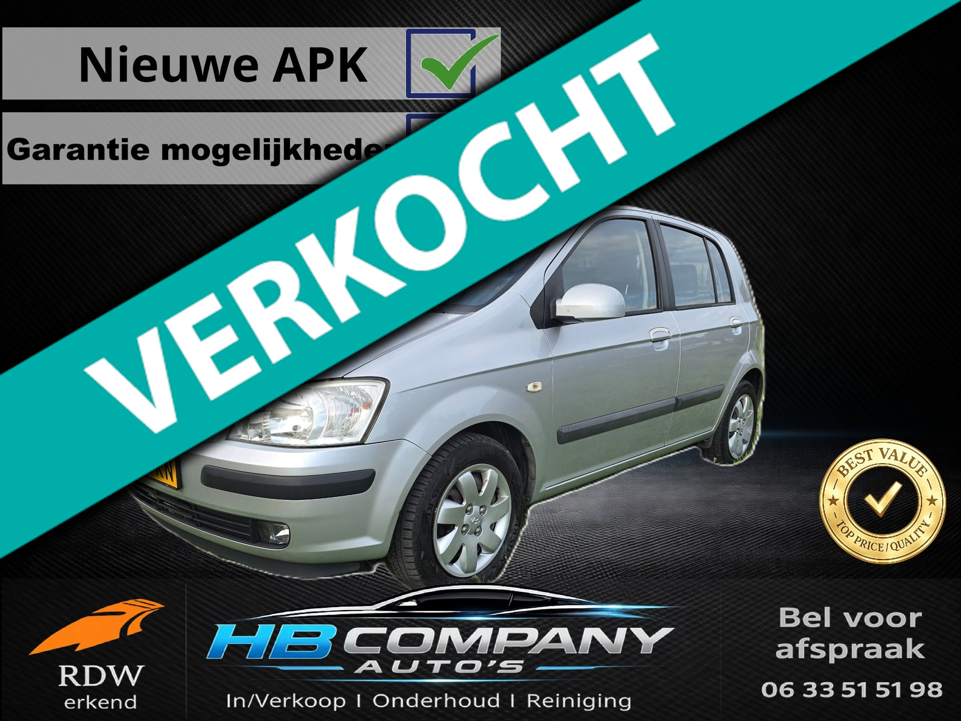 Hyundai Getz 1.3i GLS Sky | Airco ijskoud | Panoramadak | Nieuwe APK | NAP | Zeer nette auto 2004 - voorkant