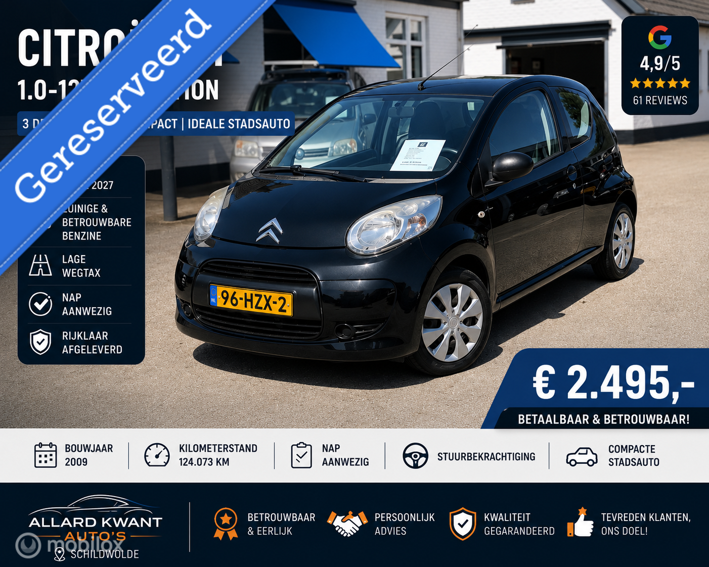 Citroen Citroen C1 1.0-12V Séduction / Apk 4-2027 / 3 drs. / 124.dkm 2009 - voorkant