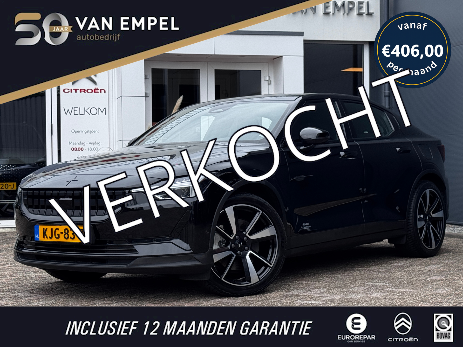 Polestar Polestar 2 Standard Range Single Motor 63kWh | 97% SOH | Camera | Memory | Stoelverwarming | Elek. Achterklep 2023 - voorkant