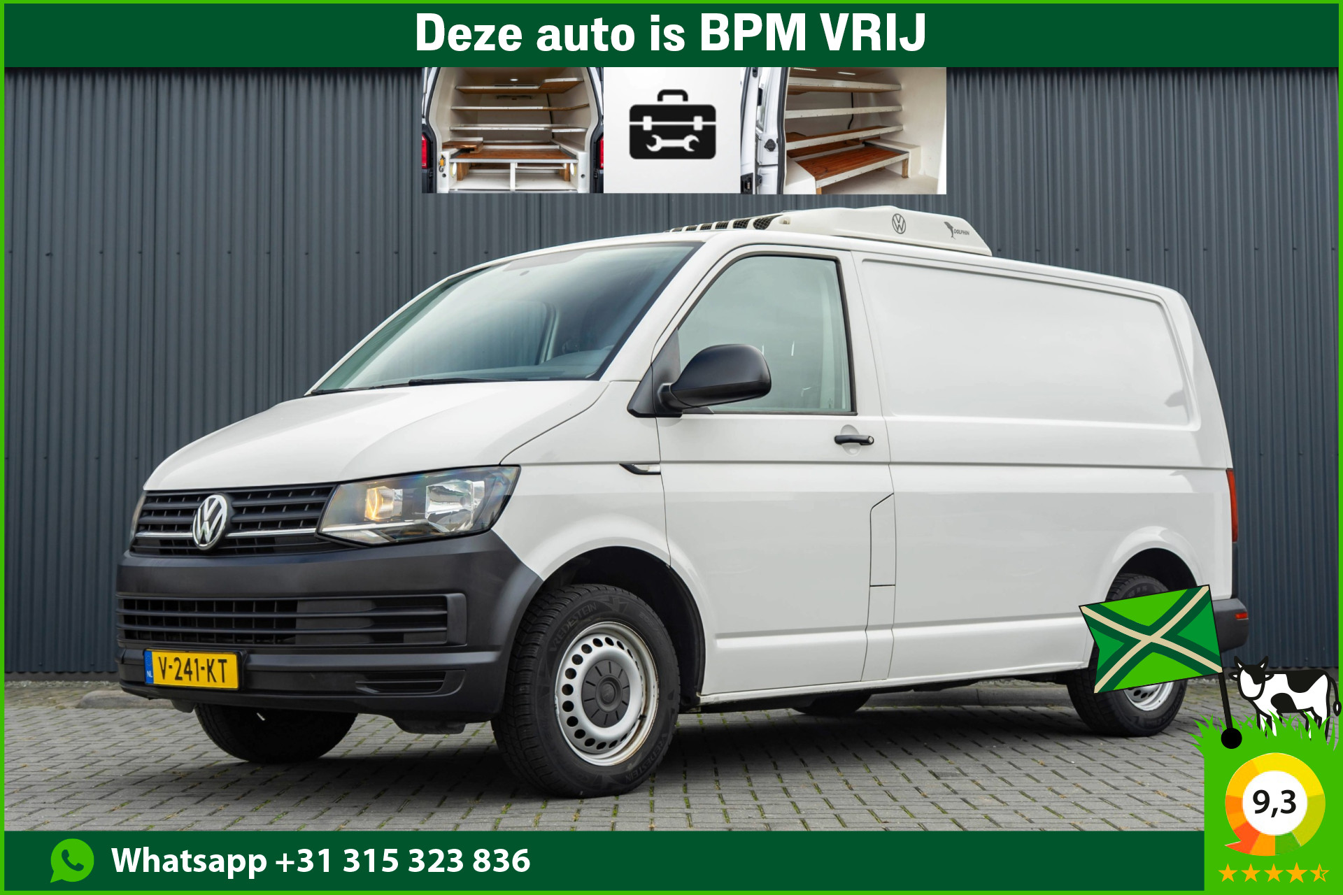 Volkswagen Transporter 2.0 TDI L1H1 | Koelwagen | Dag en nachtkoeling | 3-Zits | Cruise | Airco | Euro 6 2018 - voorkant