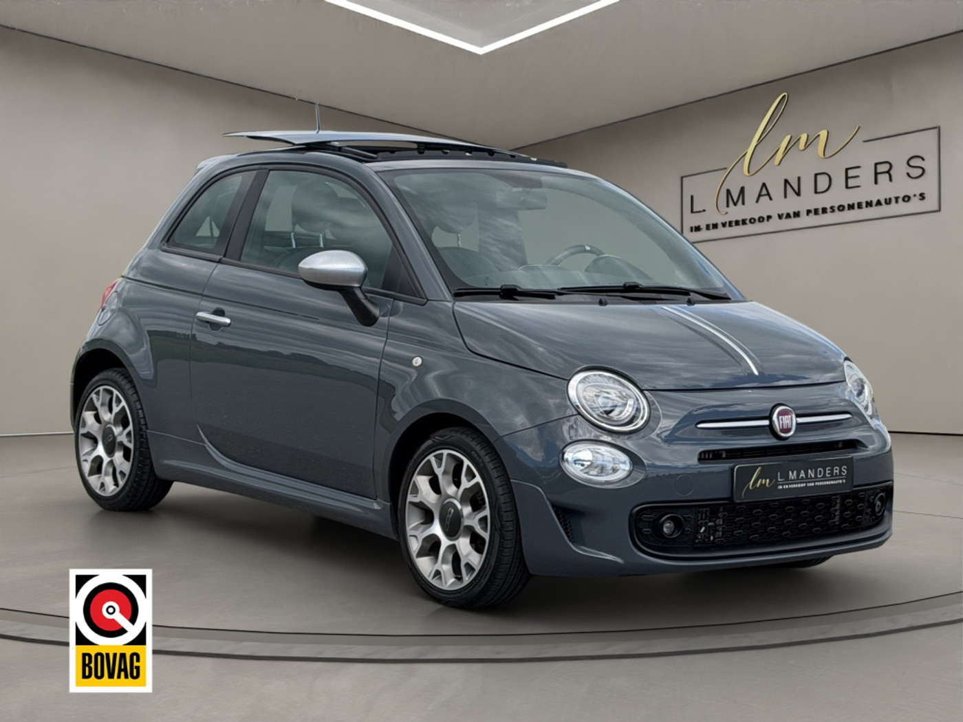 Fiat 500 0.9 TwinAir T Sport 2019 GRIJS | Apple CarPlay | Leder 2019 - voorkant