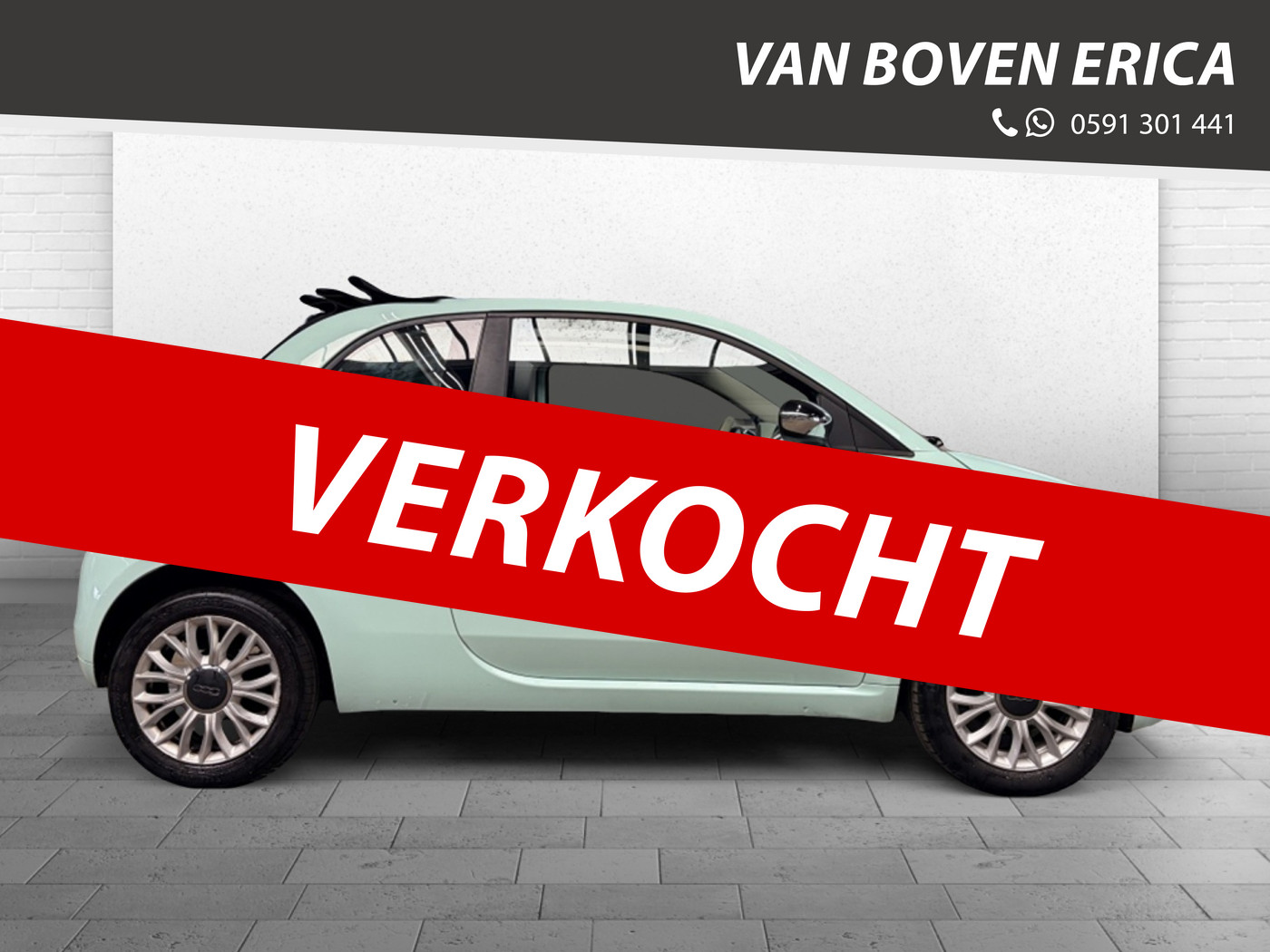 Fiat Fiat 500 1.2 Lounge Cabrio VERDE LATTEMENTA 2018 - voorkant