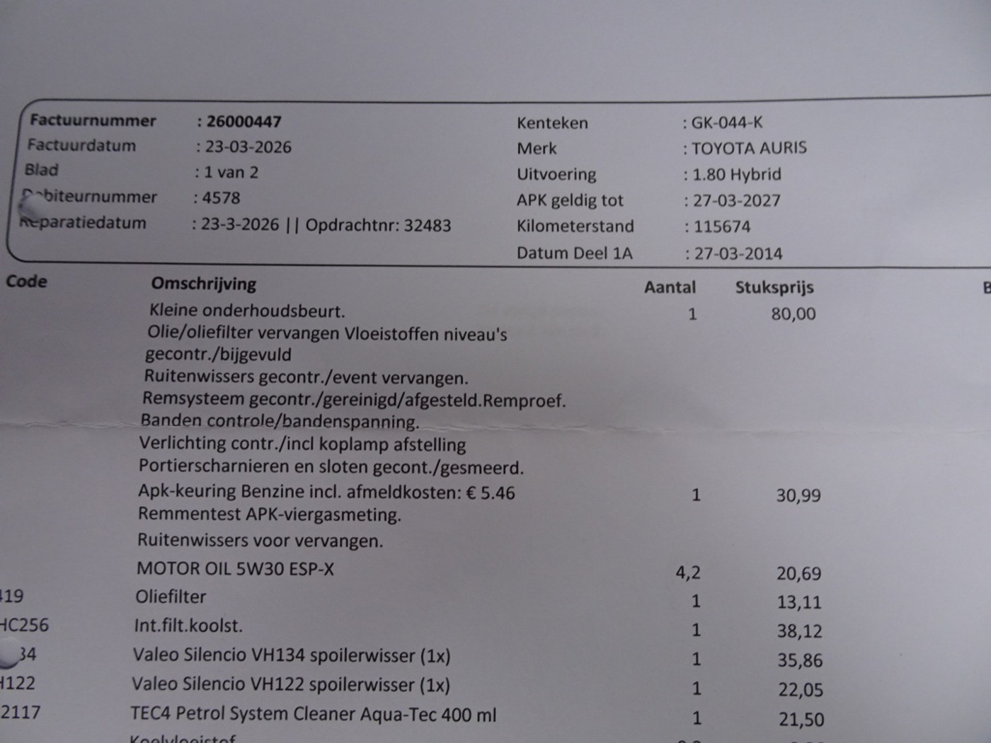 Foto van Toyota Toyota Auris