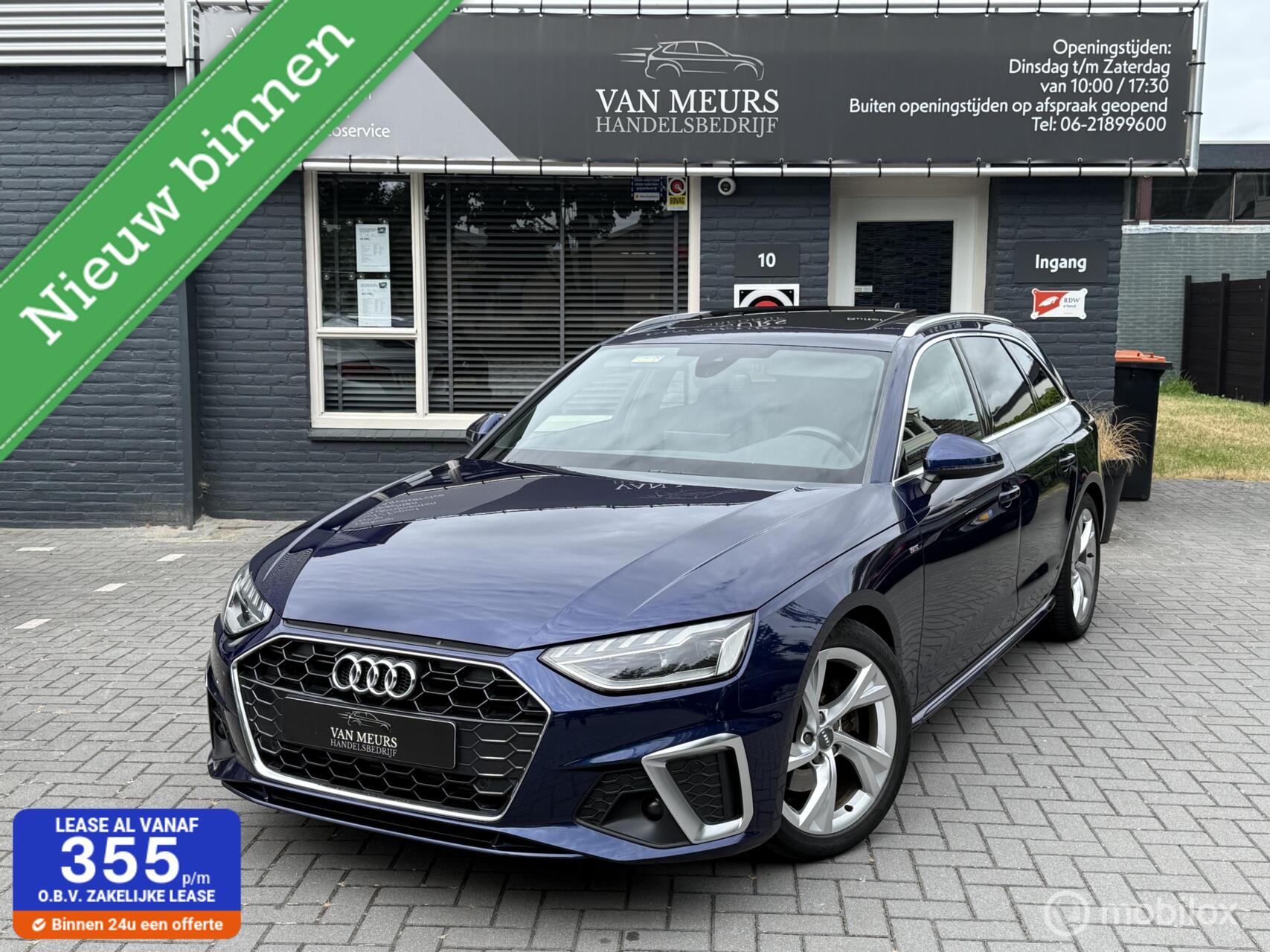 Audi A4 Avant 35 TFSI Launch edition Sport, S-line, Automaat, Pano, trekhaak, navigatie, cruise, massage stoelen, apk 11-2027 2019 - voorkant