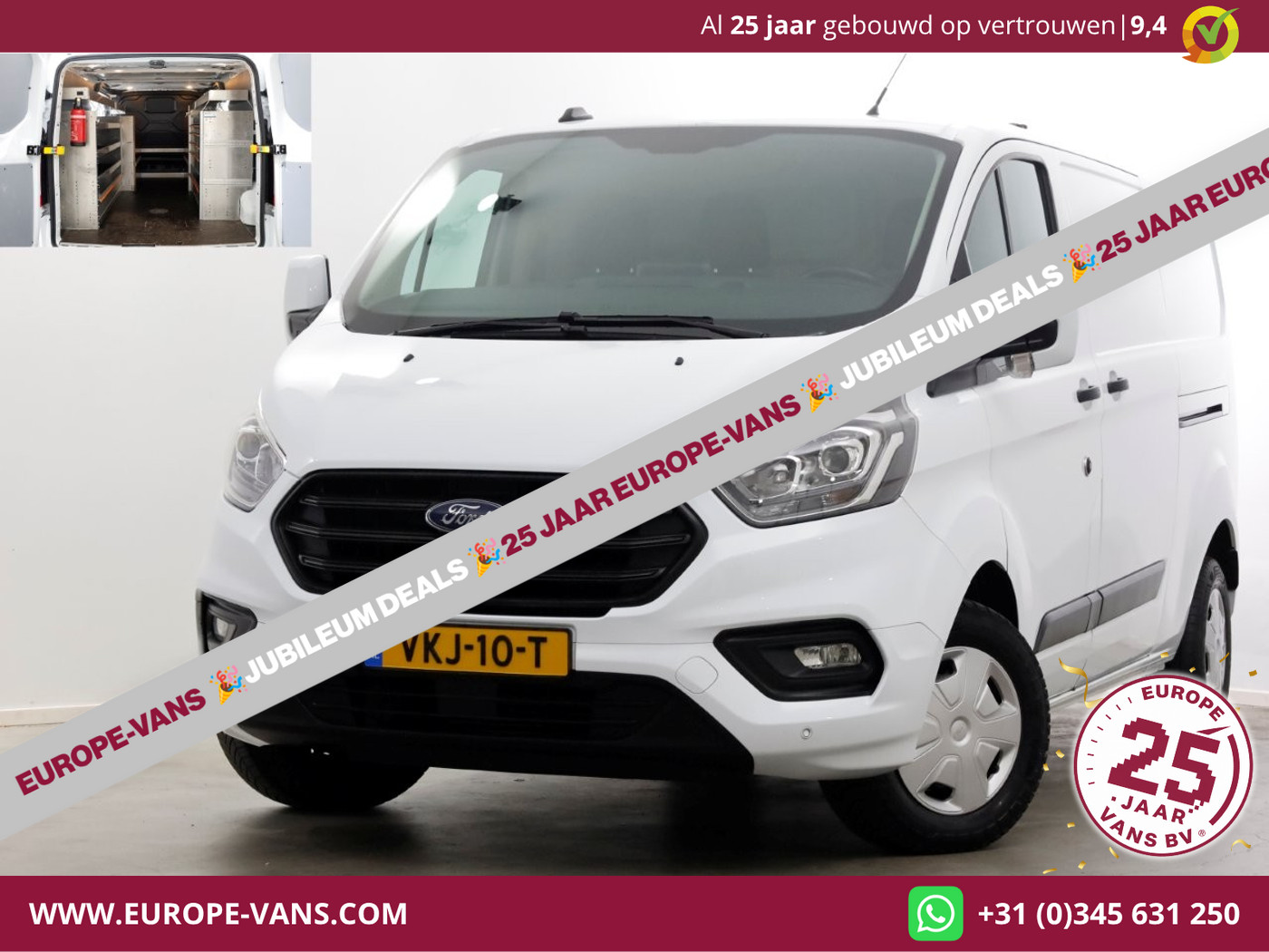 Ford Transit Custom 2.0 TDCI 130pk L2H1 Trend Inrichting/2x Schuifdeur/Trekhaak 2800kg  06-2021 2021 - voorkant