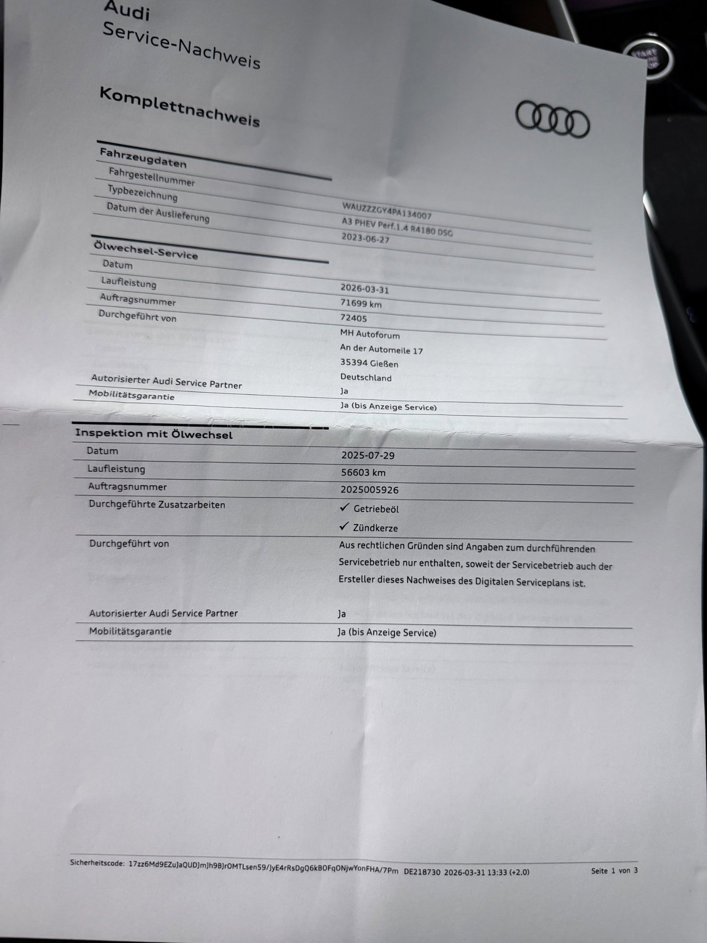 Foto van Audi A3 Sportback