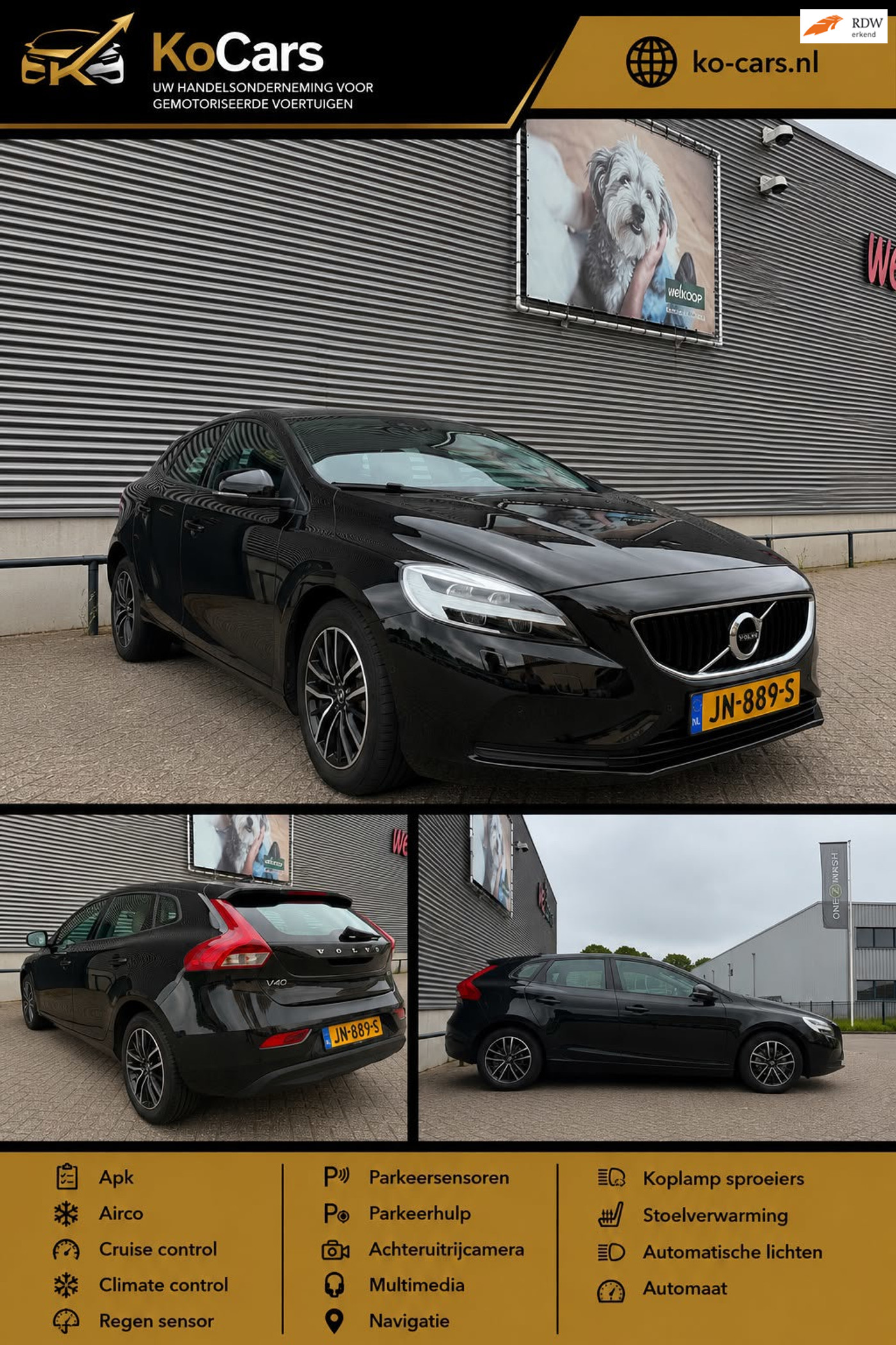 Volvo V40 / Apk / Automaat / Airco / Cruise / Navi  / Multimedia / Parkeerhulp / Stoelverwarming 2016 - voorkant
