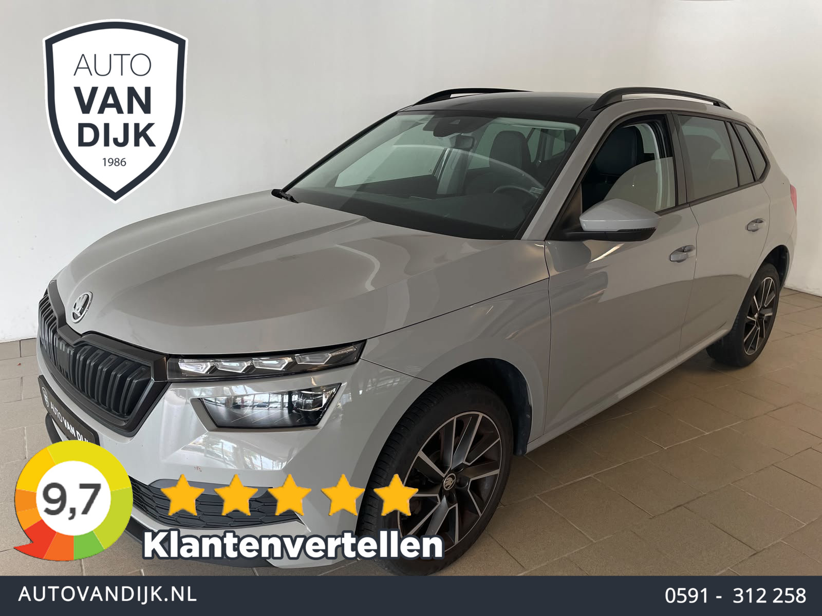 Skoda Kamiq 1.0 TSI Business Edition 110PK PANO LEER AIRCO CLIMA NAVI CRUISE STOELVERW ELEK KLEP ZEER NETTE AUTO 2021 - voorkant