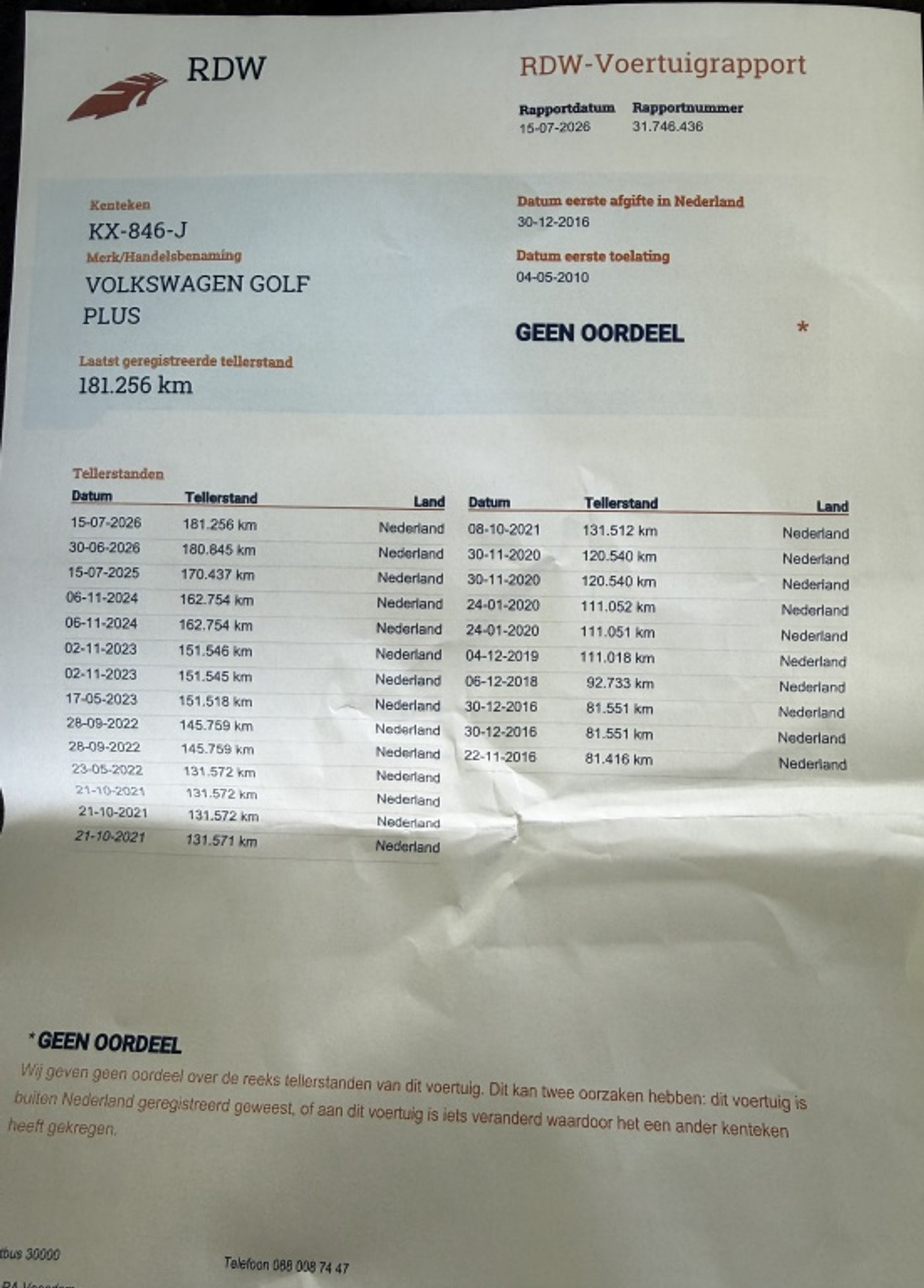 Foto van Volkswagen Golf Plus