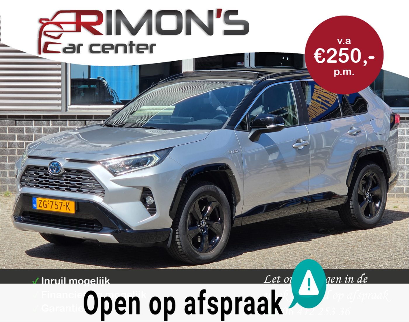 Toyota Toyota Rav4 2.5 Hybrid Bi-Tone Pano Navi Leder Camera Bom Volllll 2019 - voorkant