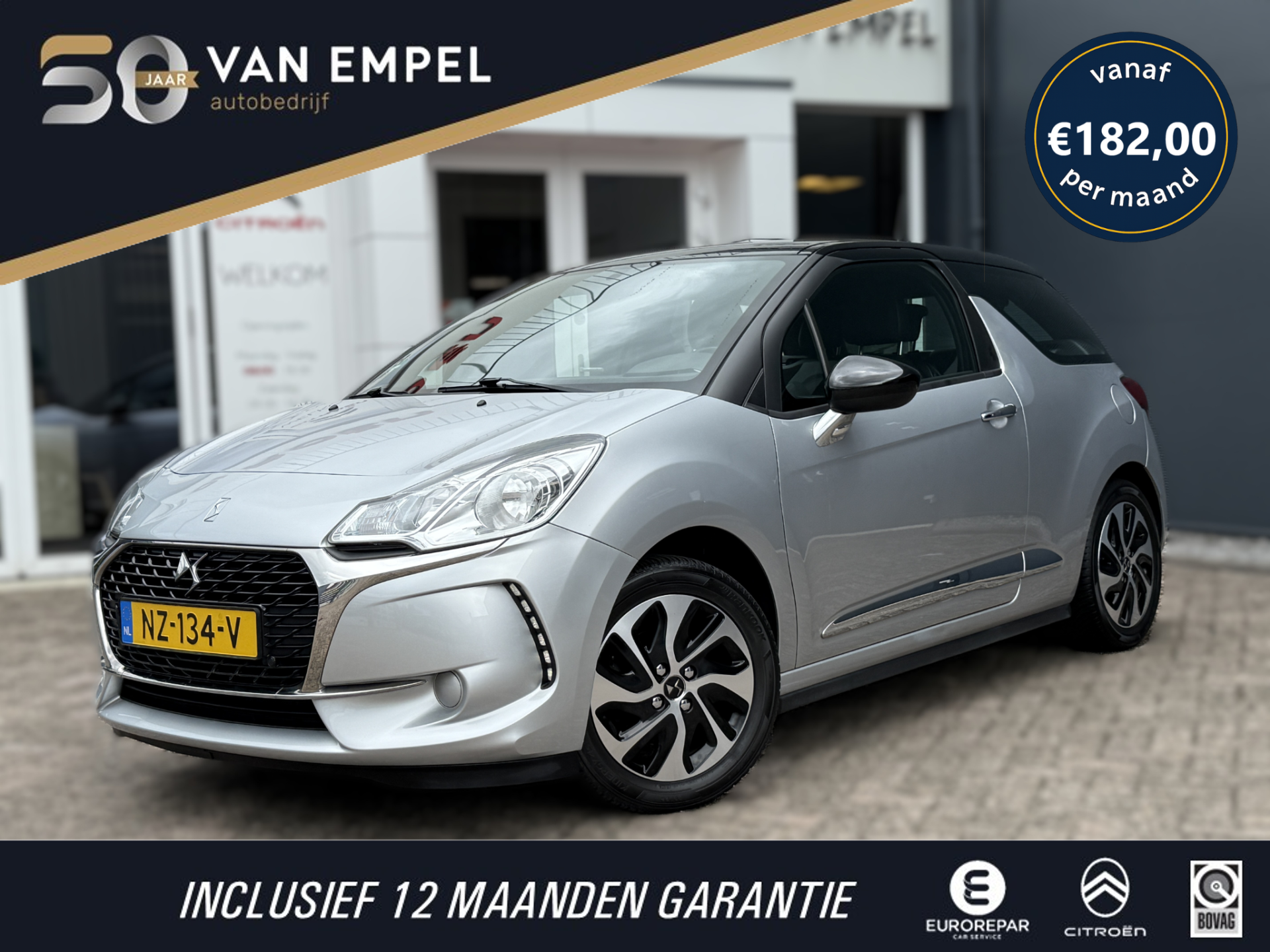 DS DS 3 PT82 Chic | Trekhaak | Distributieriem vervangen | Cruise Control | Airco | 4 Seizoenen banden 2017 - voorkant