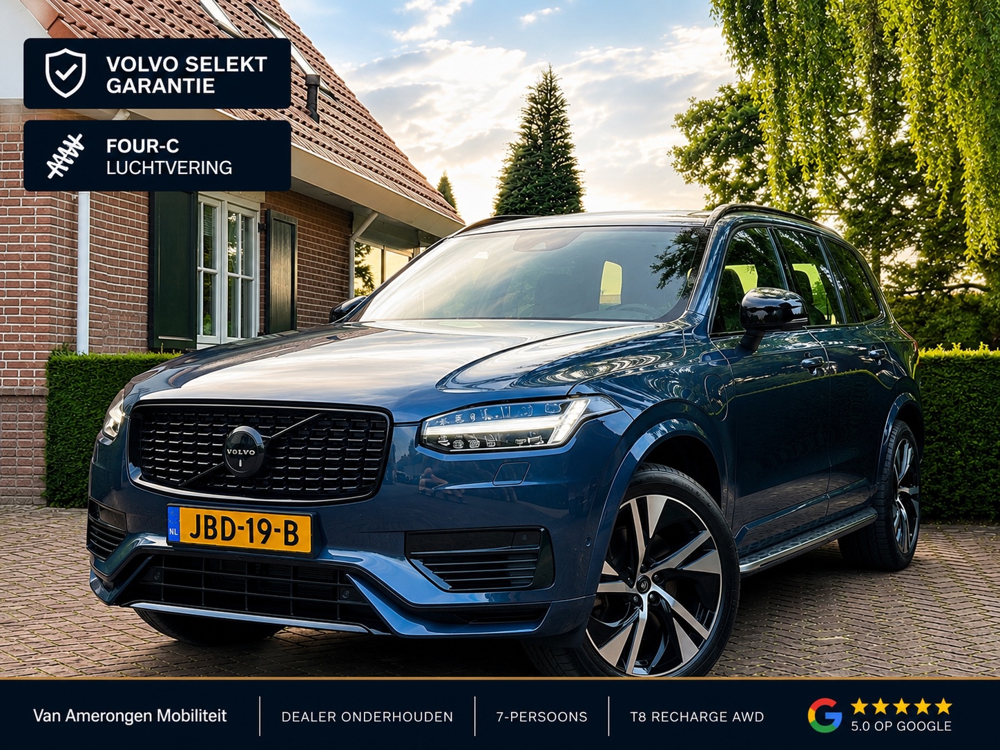 Volvo Xc90 2.0 T8 Recharge AWD R-Design 7-persoons | Four-C Luchtvering | HUD | Nappa Leder | Panorama | Volvo Selekt Garantie 2021 - voorkant